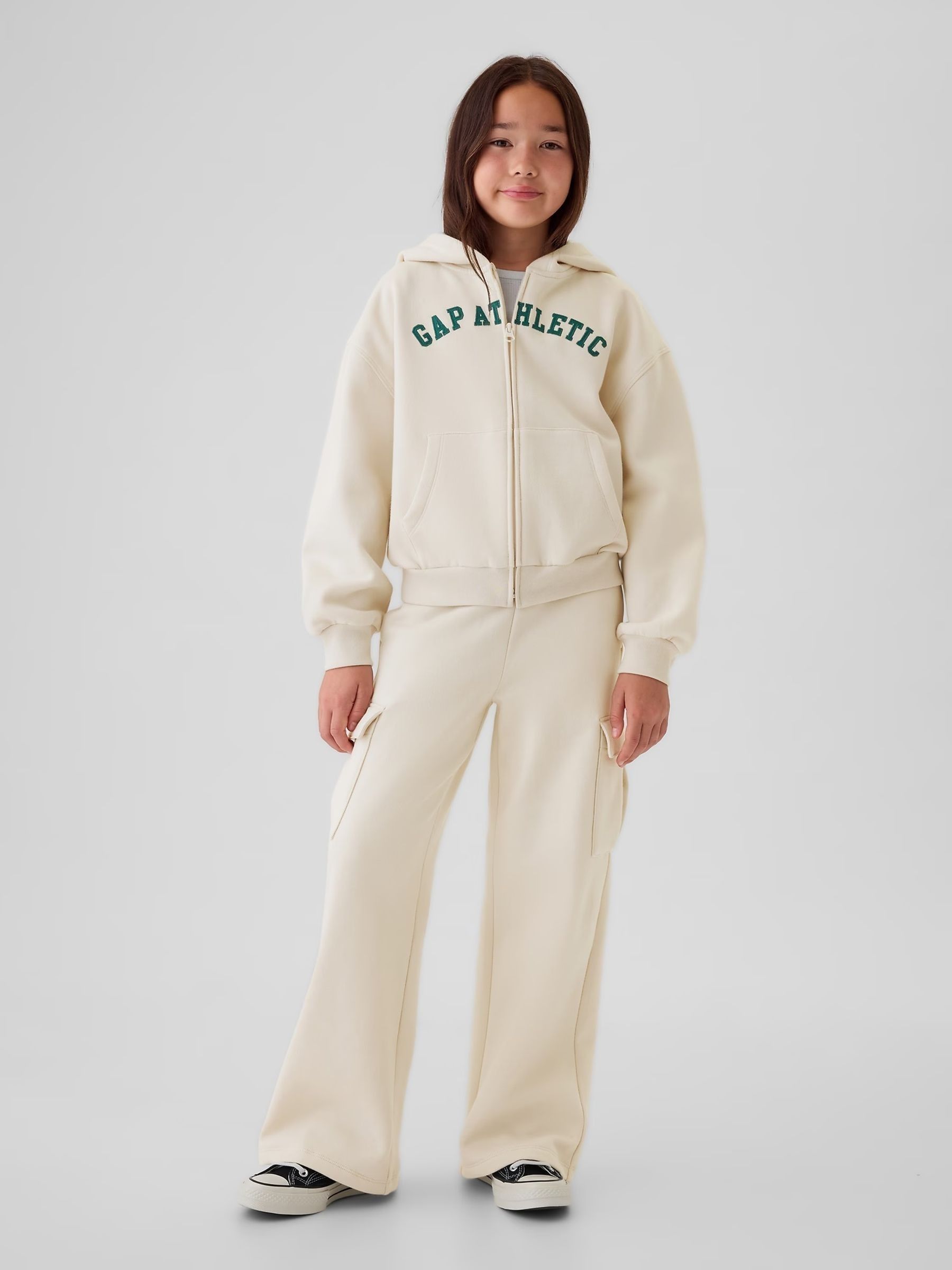 Cream Vintage Soft Wide Leg Cargo Joggers (4-13yrs) - Image 4 of 5