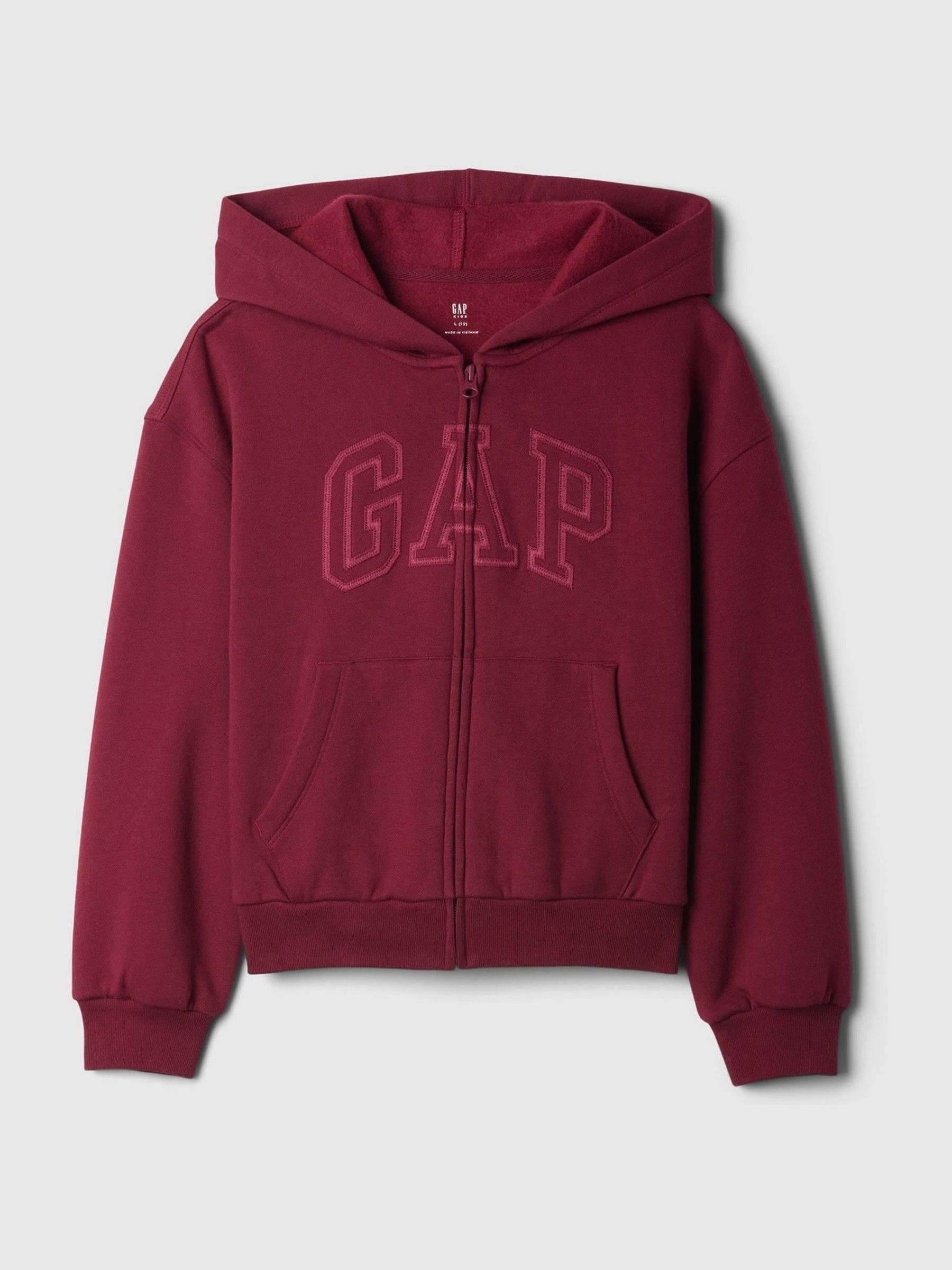 Burgundy Red Logo Zip Up Hoodie (4-13yrs) - Image 4 of 5