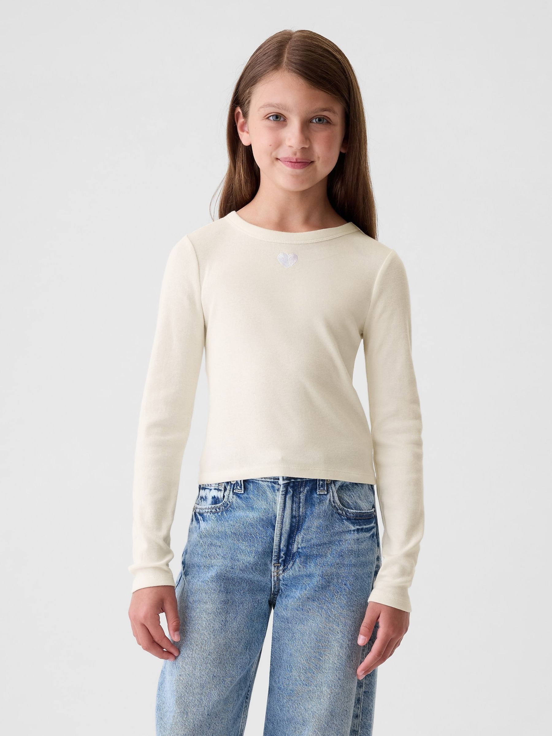 Beige Ribbed Embroidered Graphic T-Shirt (4-13yrs) - Image 1 of 4