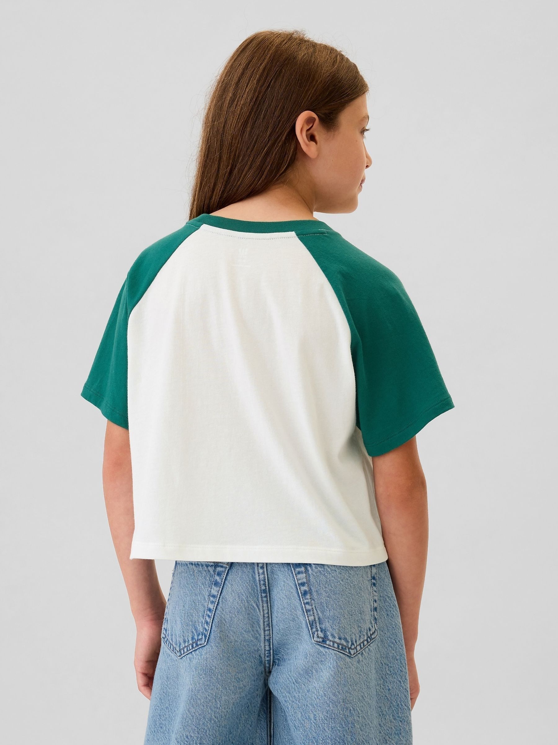 White/Green Relaxed Raglan T-Shirt (4-13yrs) | Gap