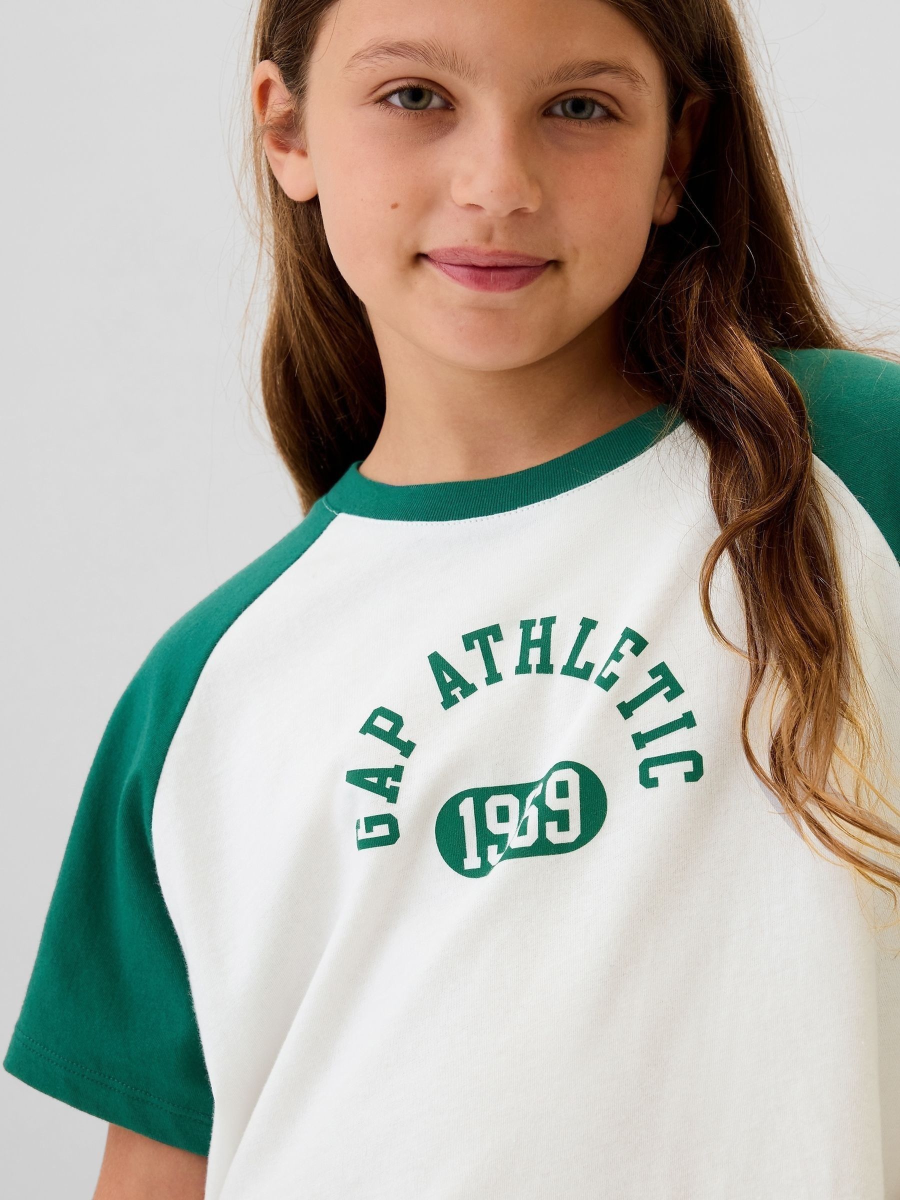 White/Green Relaxed Raglan T-Shirt (4-13yrs) - Image 3 of 4