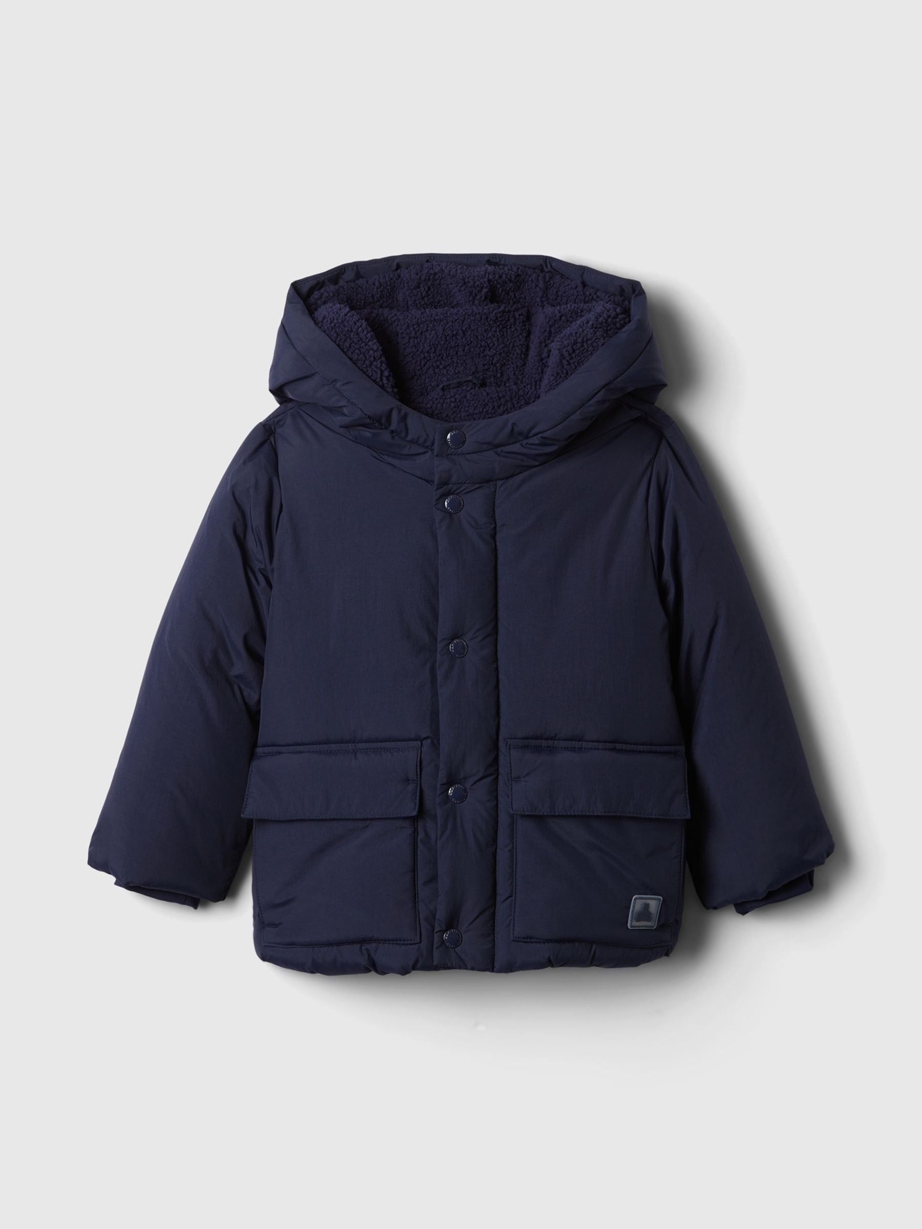 Blue Mid Weight Water-Resistant Sherpa-Lined Puffer Coat (6mths-5yrs) - Image 1 of 2