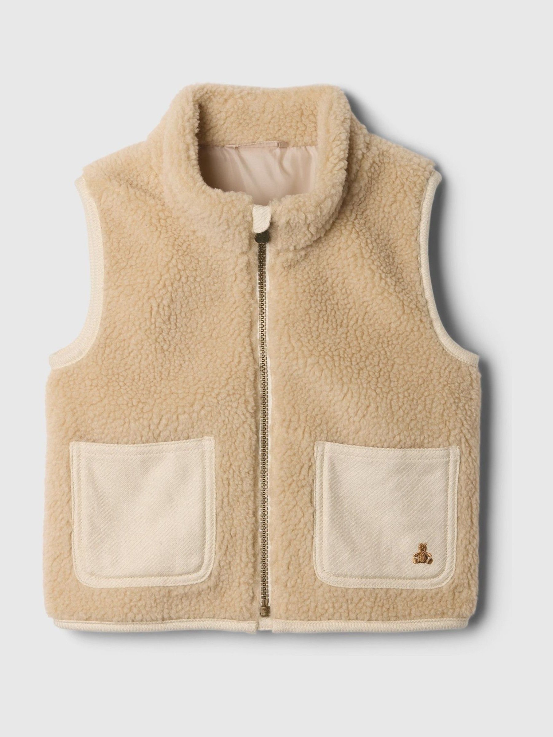 Beige Sherpa Gilet (6mths-5yrs) - Image 1 of 2
