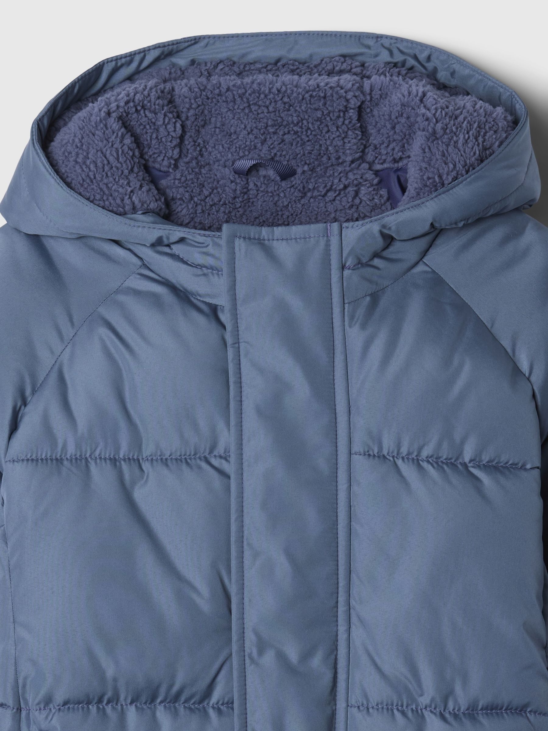 Blue Heavyweight Sherpa-Lined Hooded Parka Coat (6mths-5yrs) - Image 3 of 4