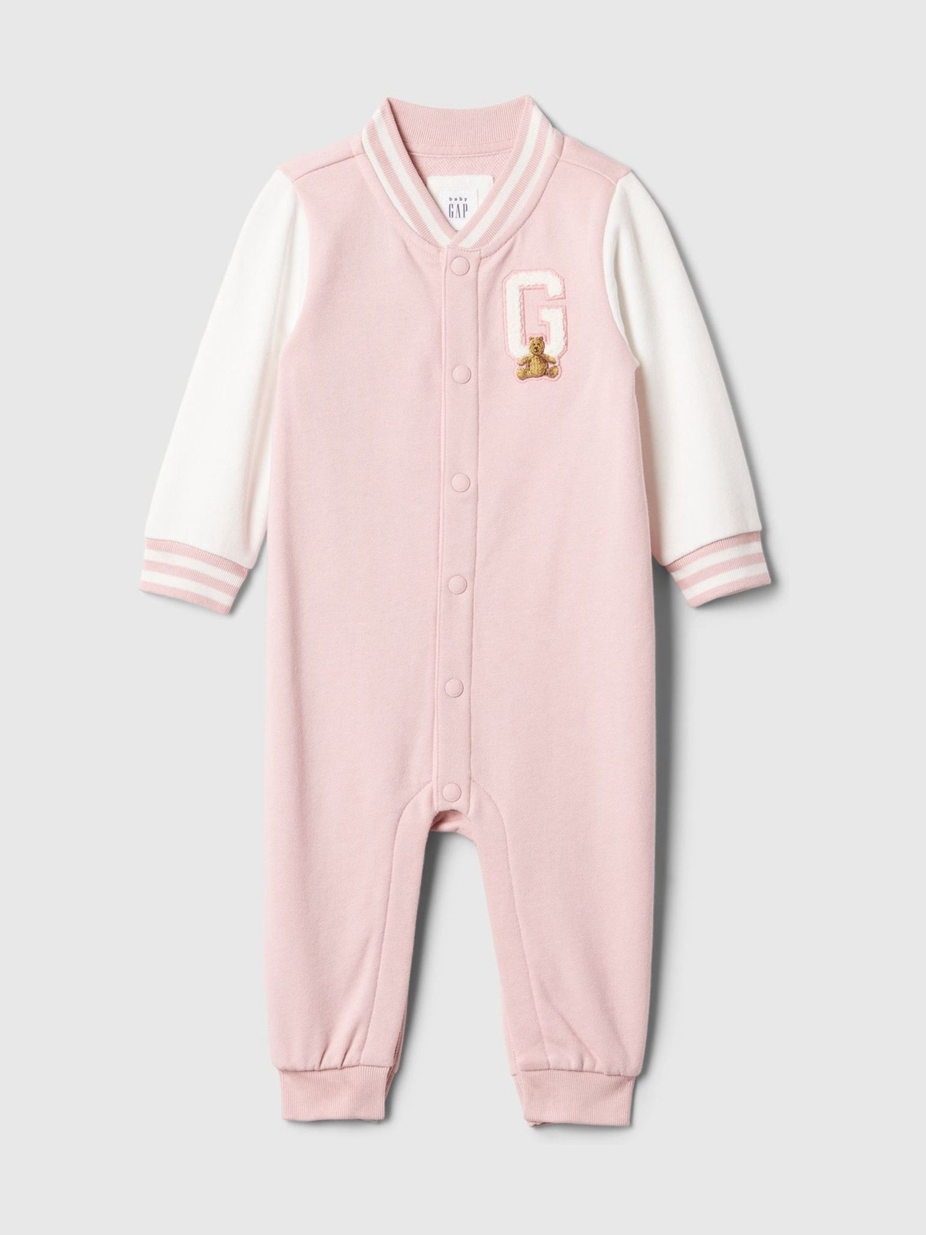 Pink Brannan Bear Varsity Romper (Newborn-24mths) - Image 1 of 2