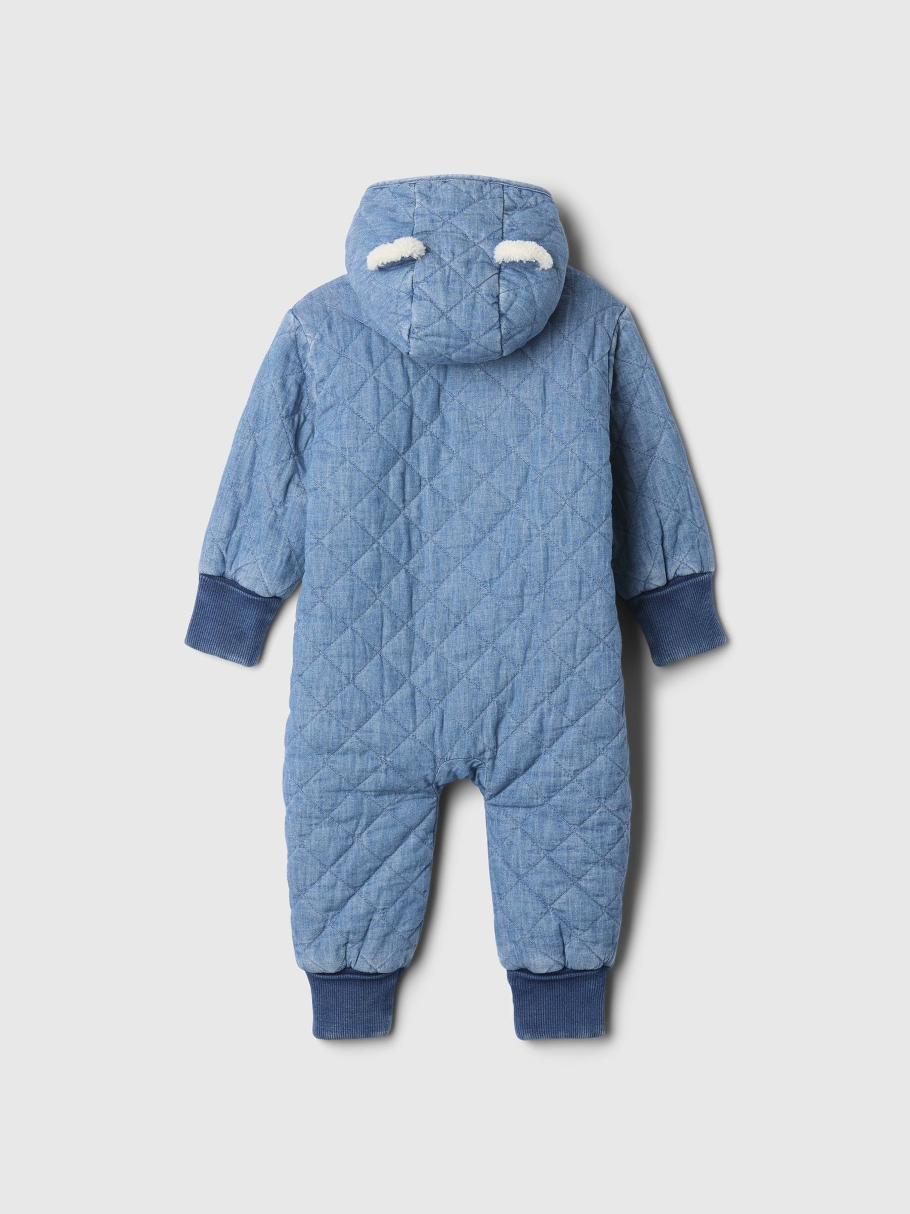 Blue Cotton Quilted Cosy Chambray One-Piece (Newborn-24mths) - Image 2 of 2