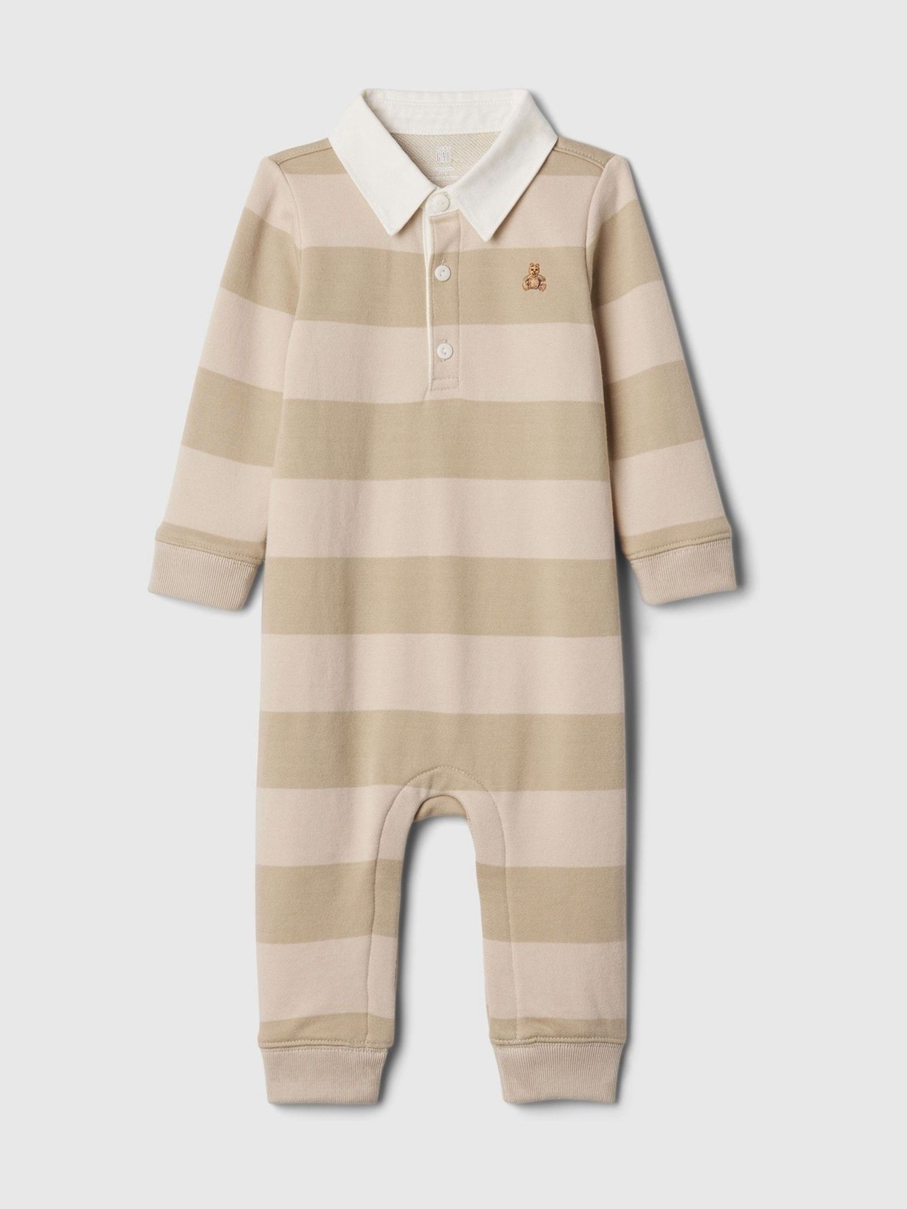 Beige Rugby Polo Neck Footless Sleepsuit (Newborn-24mths) - Image 1 of 2