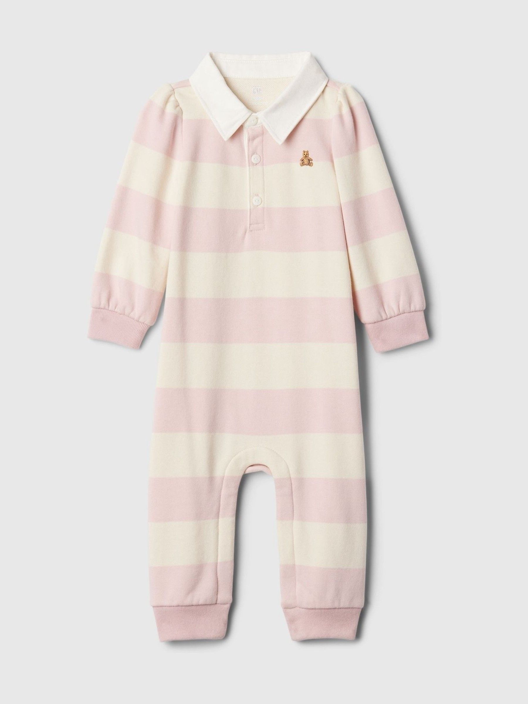 Pink Rugby Polo Neck Footless Sleepsuit (Newborn-24mths) - Image 1 of 2