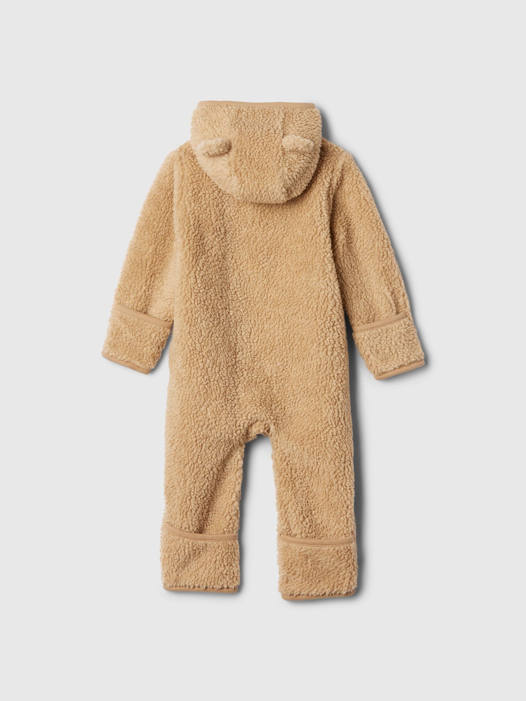 Brown Sherpa Bear Hooded Footless Pramsuit (Newborn-24mths) - Image 2 of 2