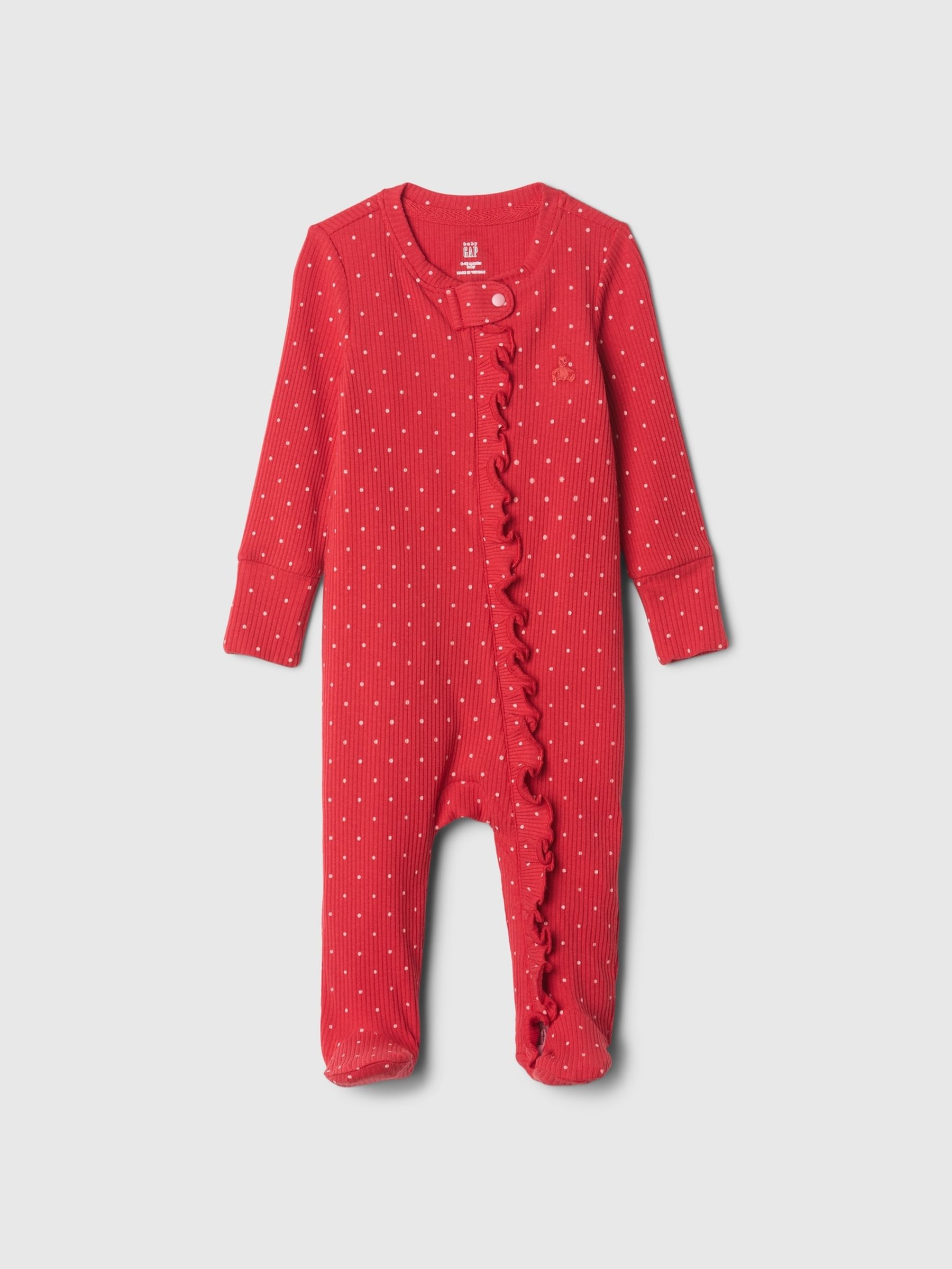 Red Dot Ribbed Footed Sleepsuit (Newborn-9mths) - Image 1 of 1