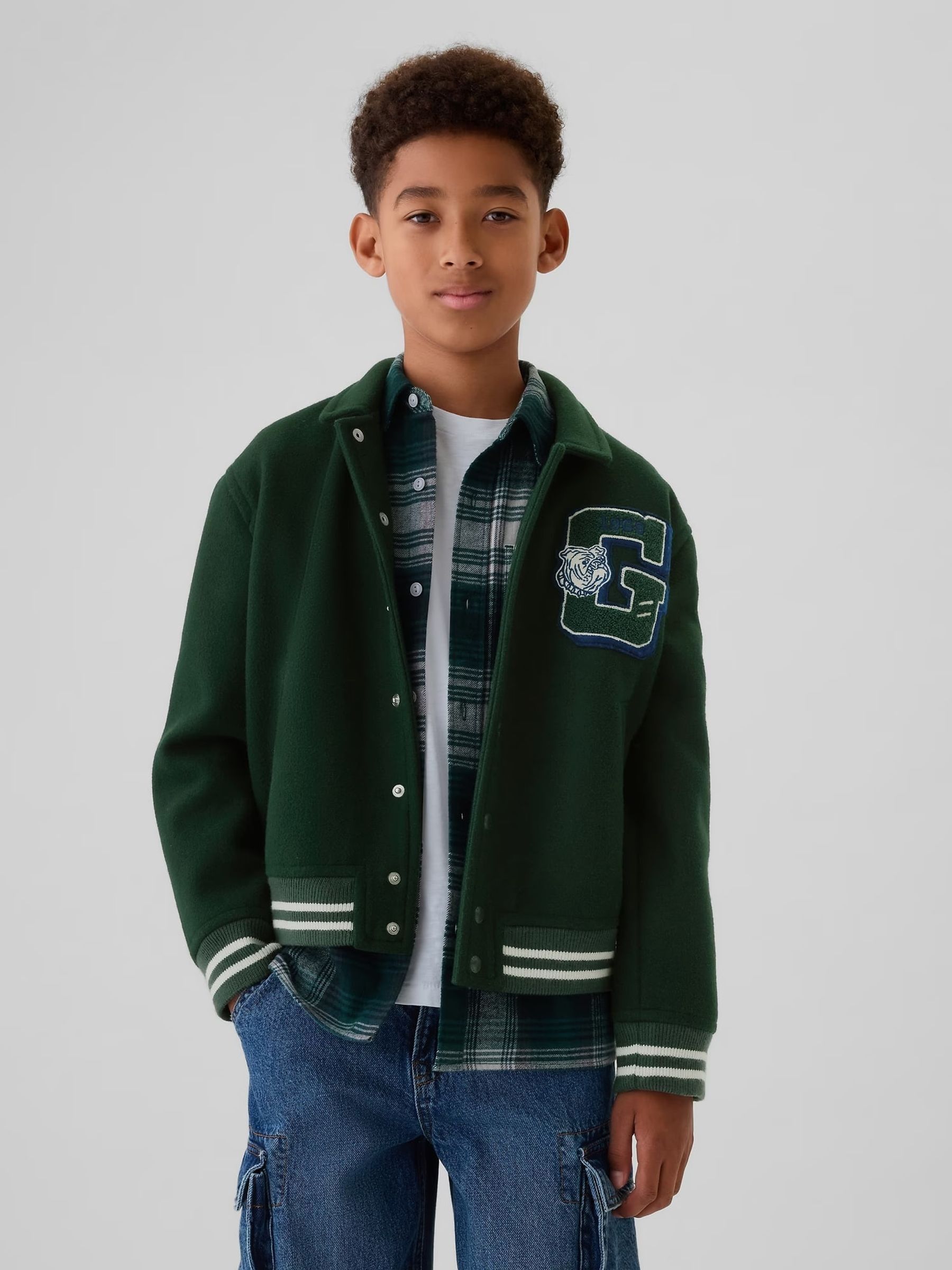 Green Varsity Bomber Jacket (4-13yrs) - Image 3 of 6