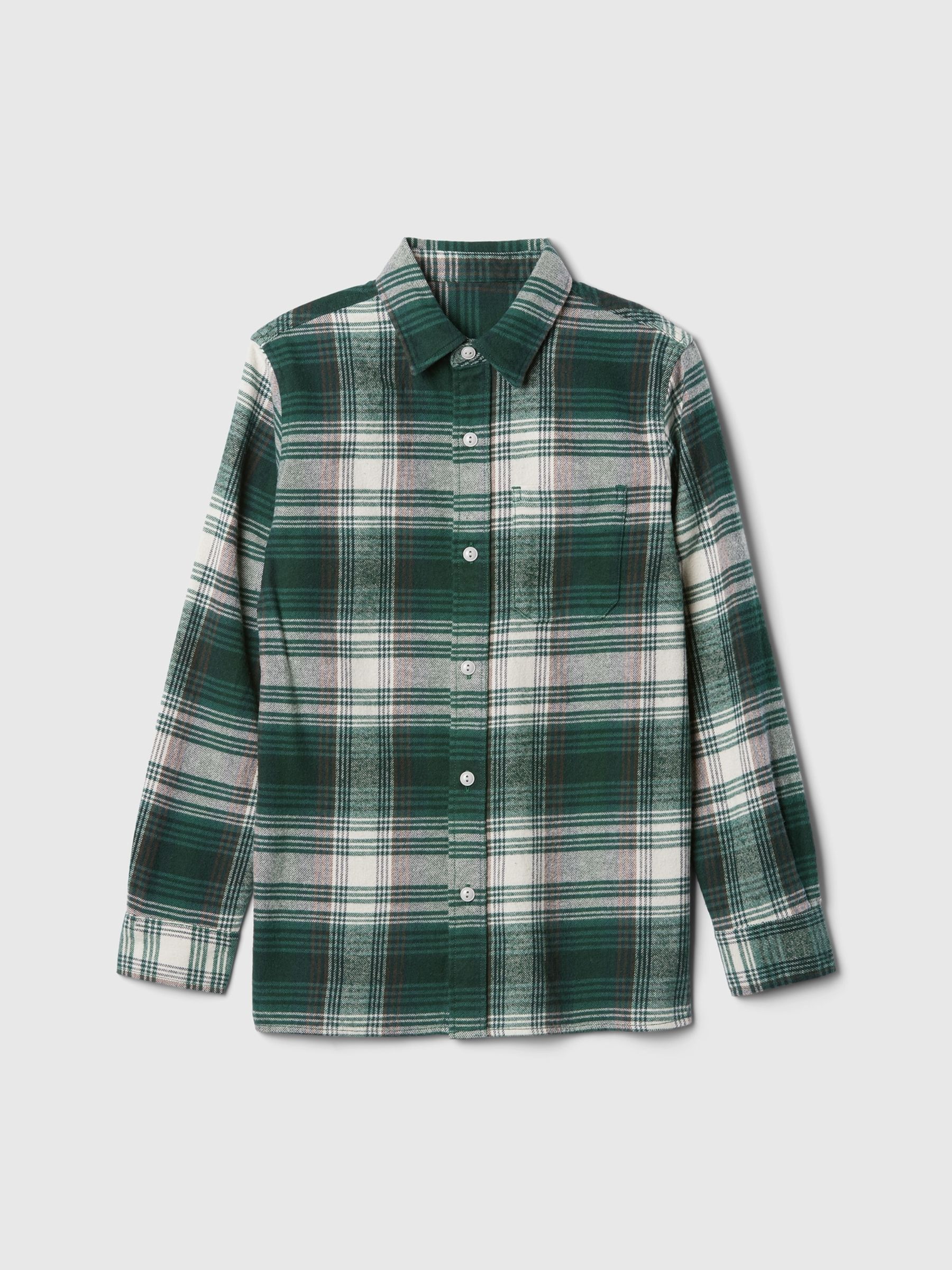 Green Check Organic Cotton Flannel Shirt (4-13yrs) - Image 4 of 5
