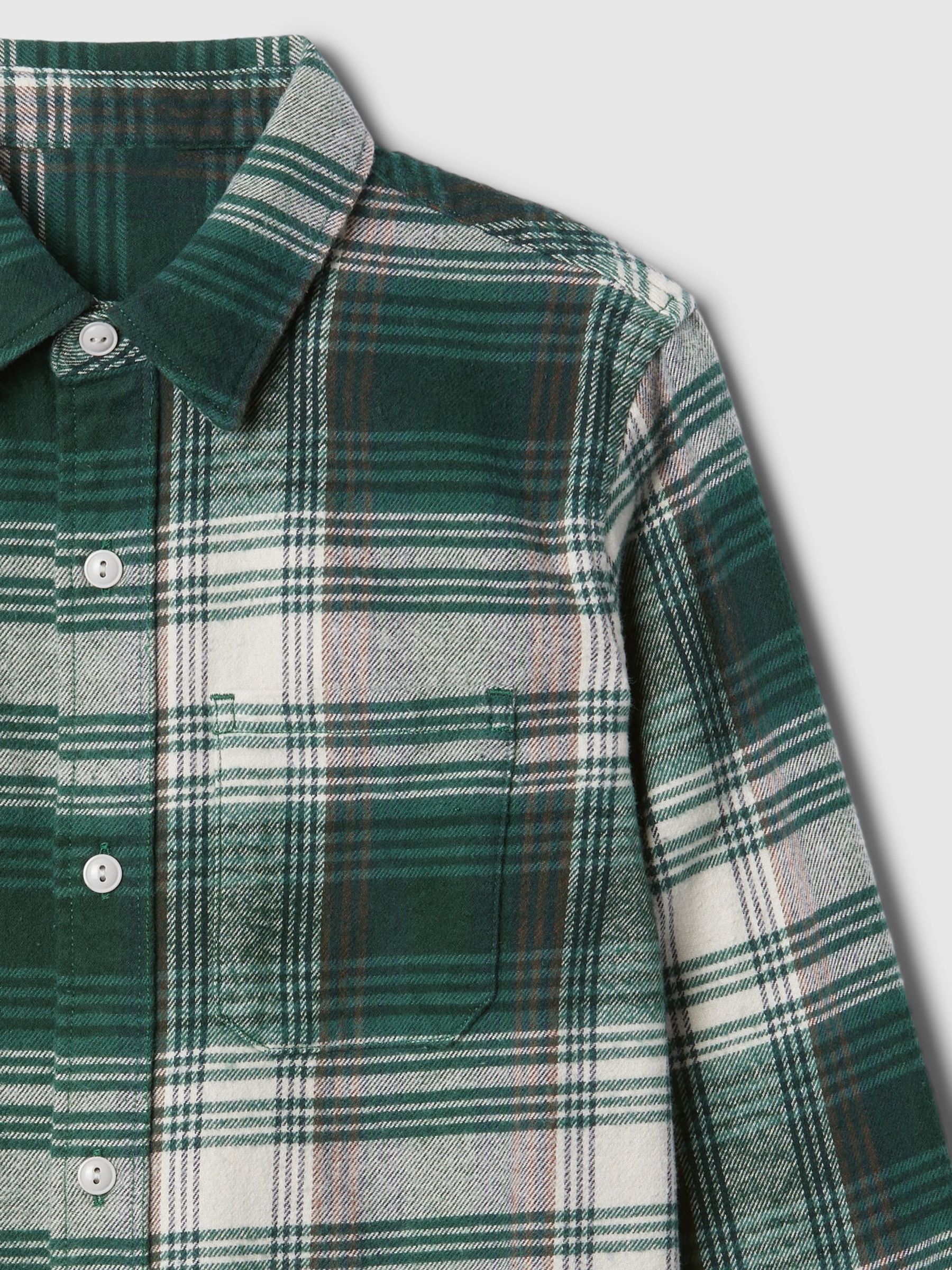 Green Check Organic Cotton Flannel Shirt (4-13yrs) - Image 5 of 5