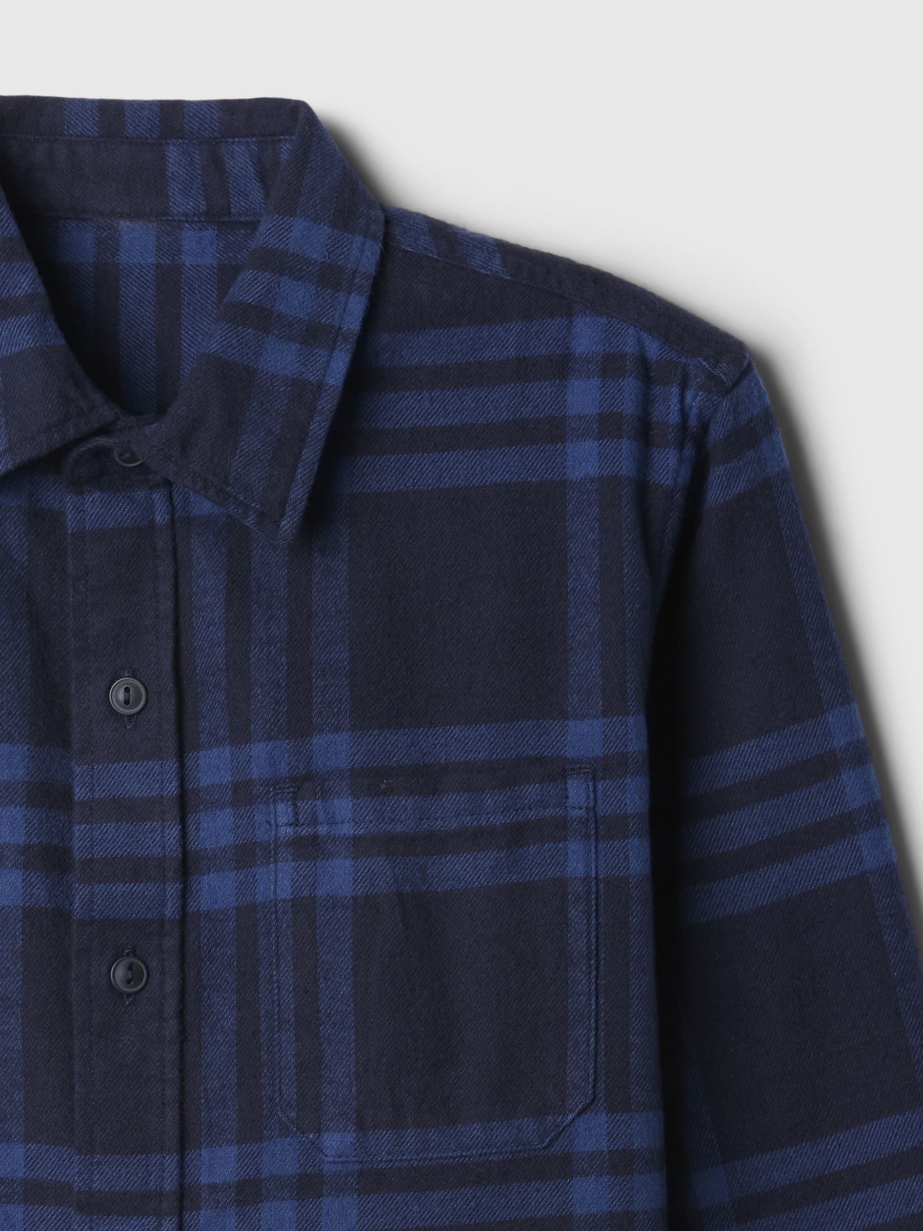Navy/Blue Check Organic Cotton Flannel Shirt (4-13yrs) - Image 5 of 5