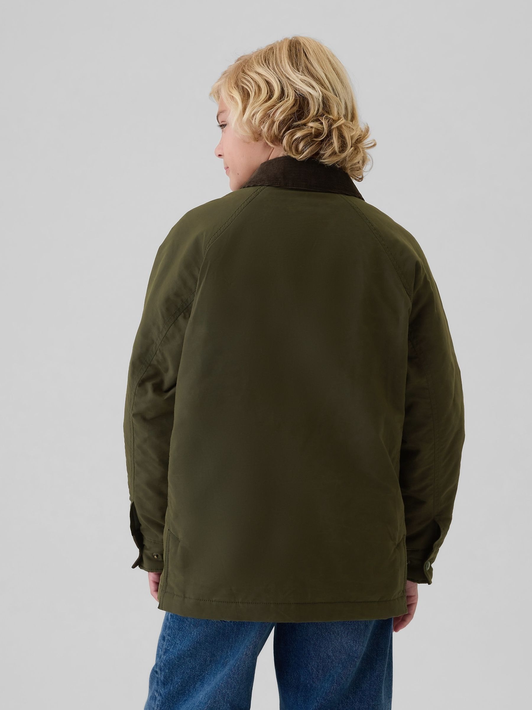 Olive Green Waxed Canvas Field Jacket (4-13yrs) - Image 2 of 5