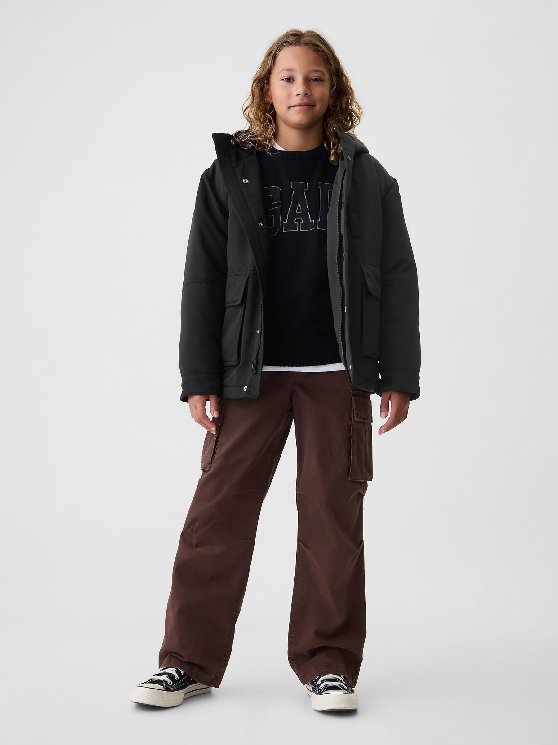 Black Heavyweight Parka Coat (4-13yrs) - Image 3 of 6