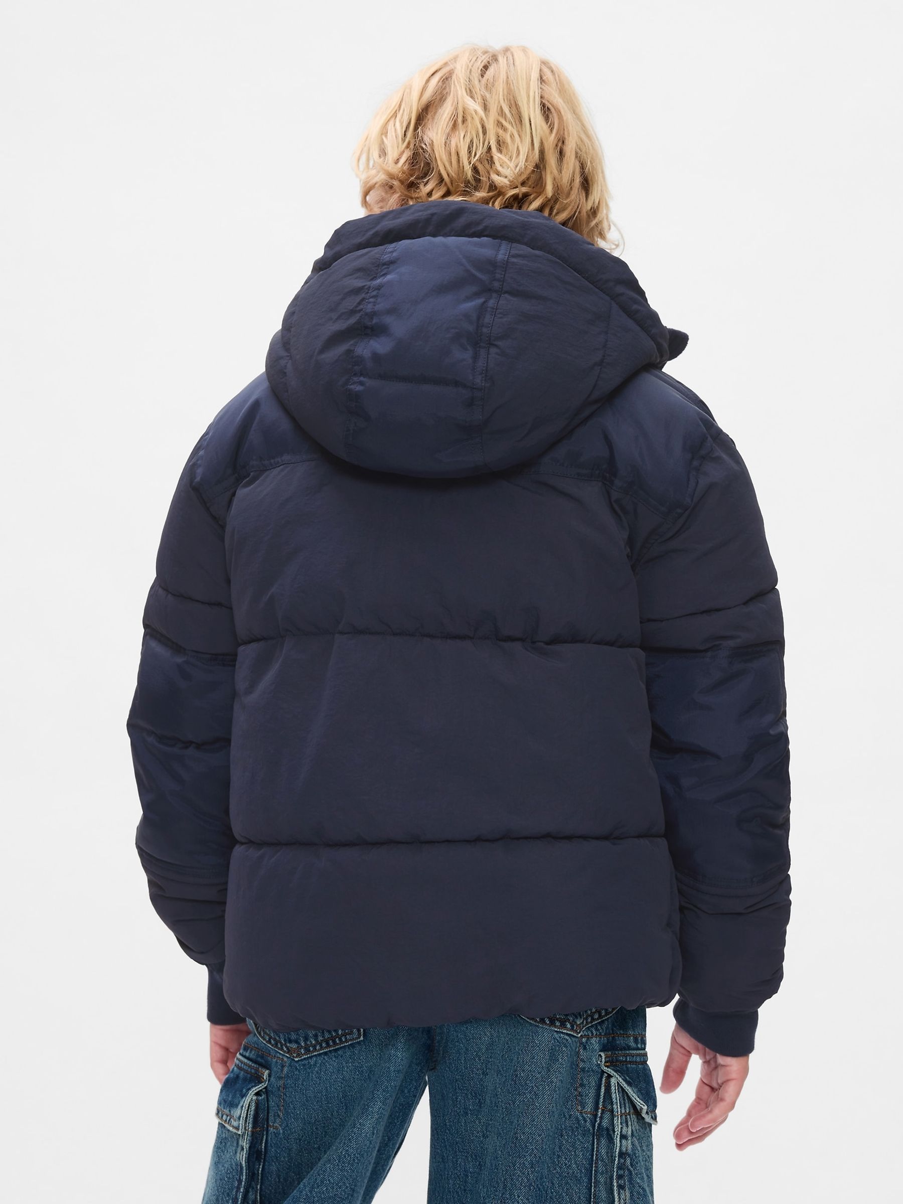 Navy Blue Midweight Puffer Jacket (4-13yrs) - Image 2 of 6