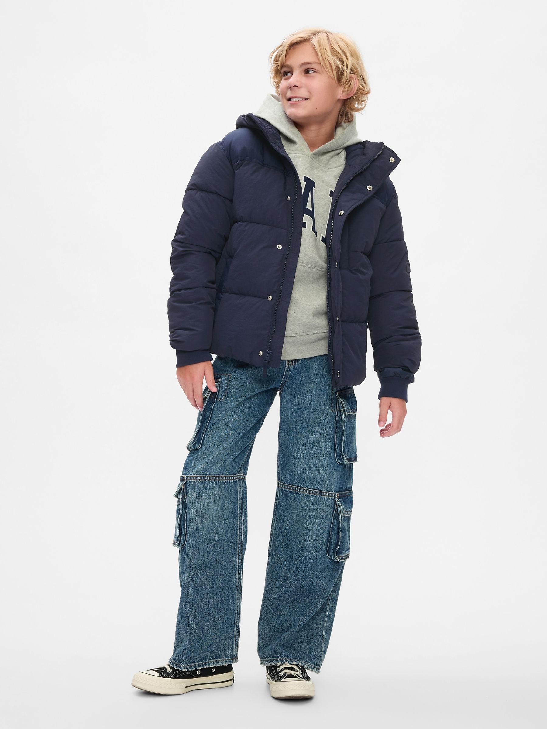 Navy Blue Midweight Puffer Jacket (4-13yrs) - Image 3 of 6
