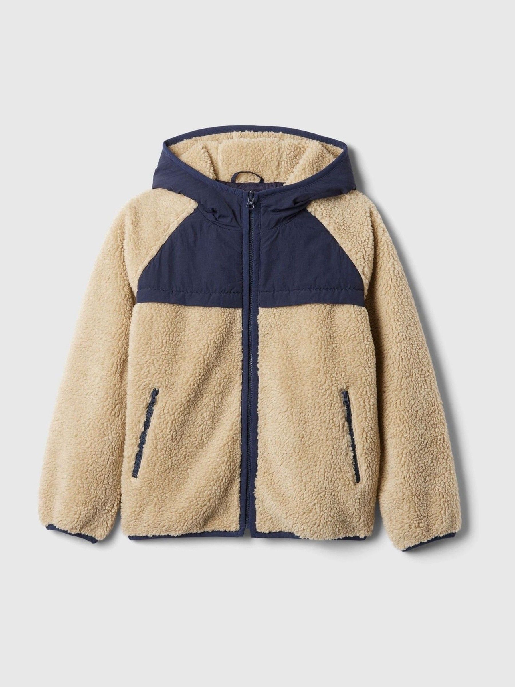 Beige Sherpa Zip Up Hooded Fleece (4-13yrs) - Image 4 of 5