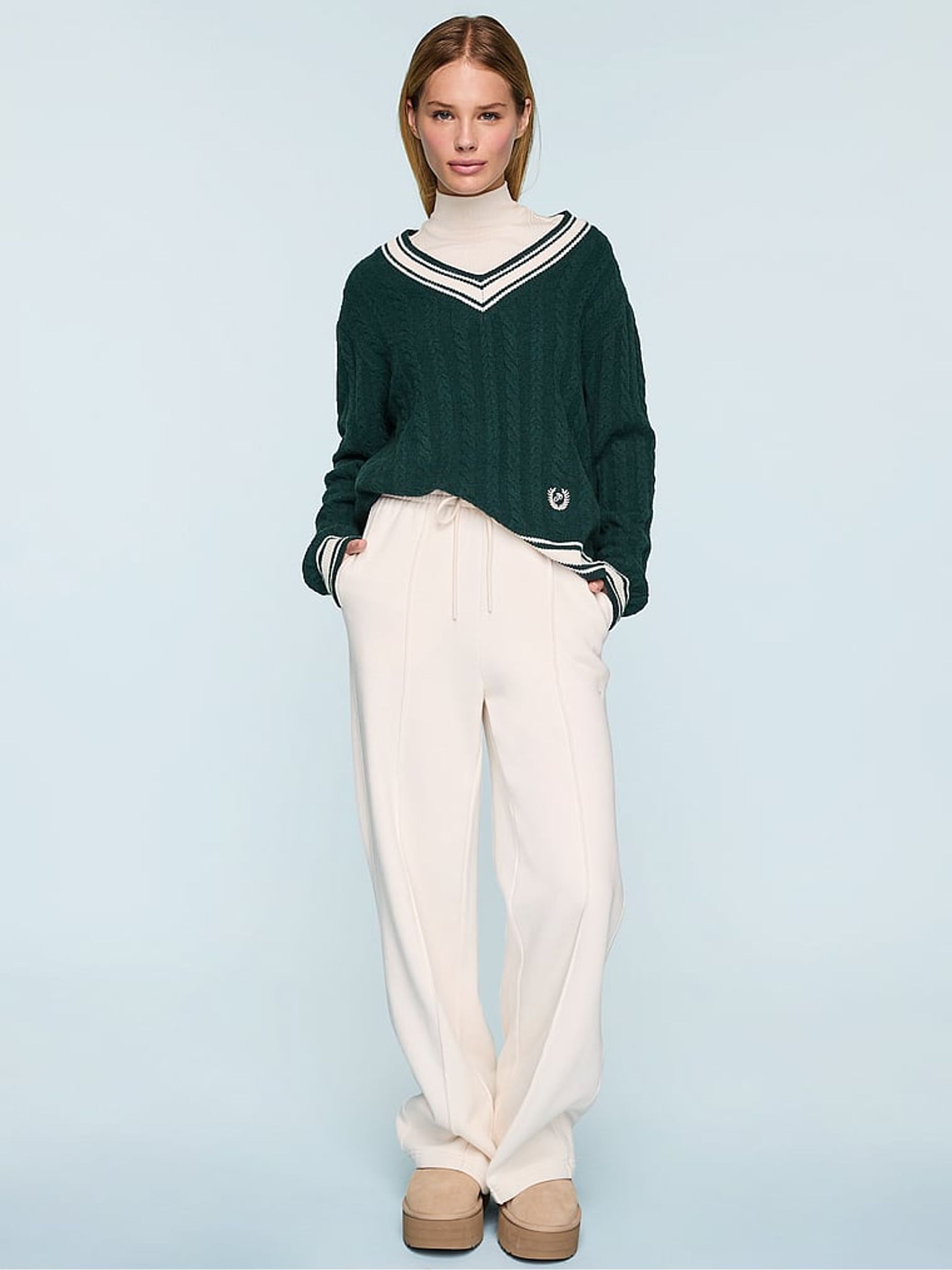 White Shell Ribbed Mock Neck Long Sleeve T-Shirt - Image 4 of 4
