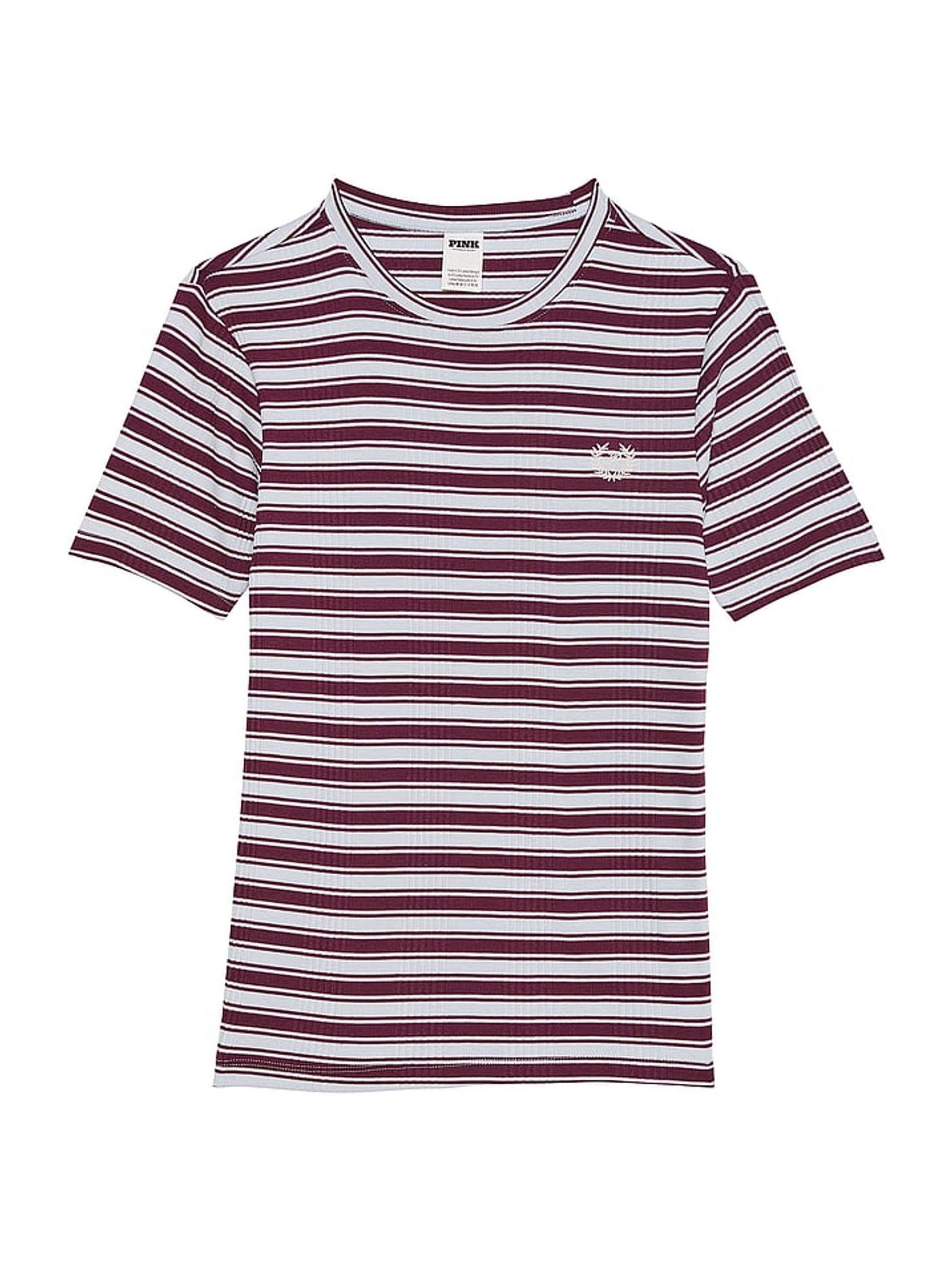 Purple Rose Stripe Ribbed Short Sleeve T-Shirt - Image 4 of 4