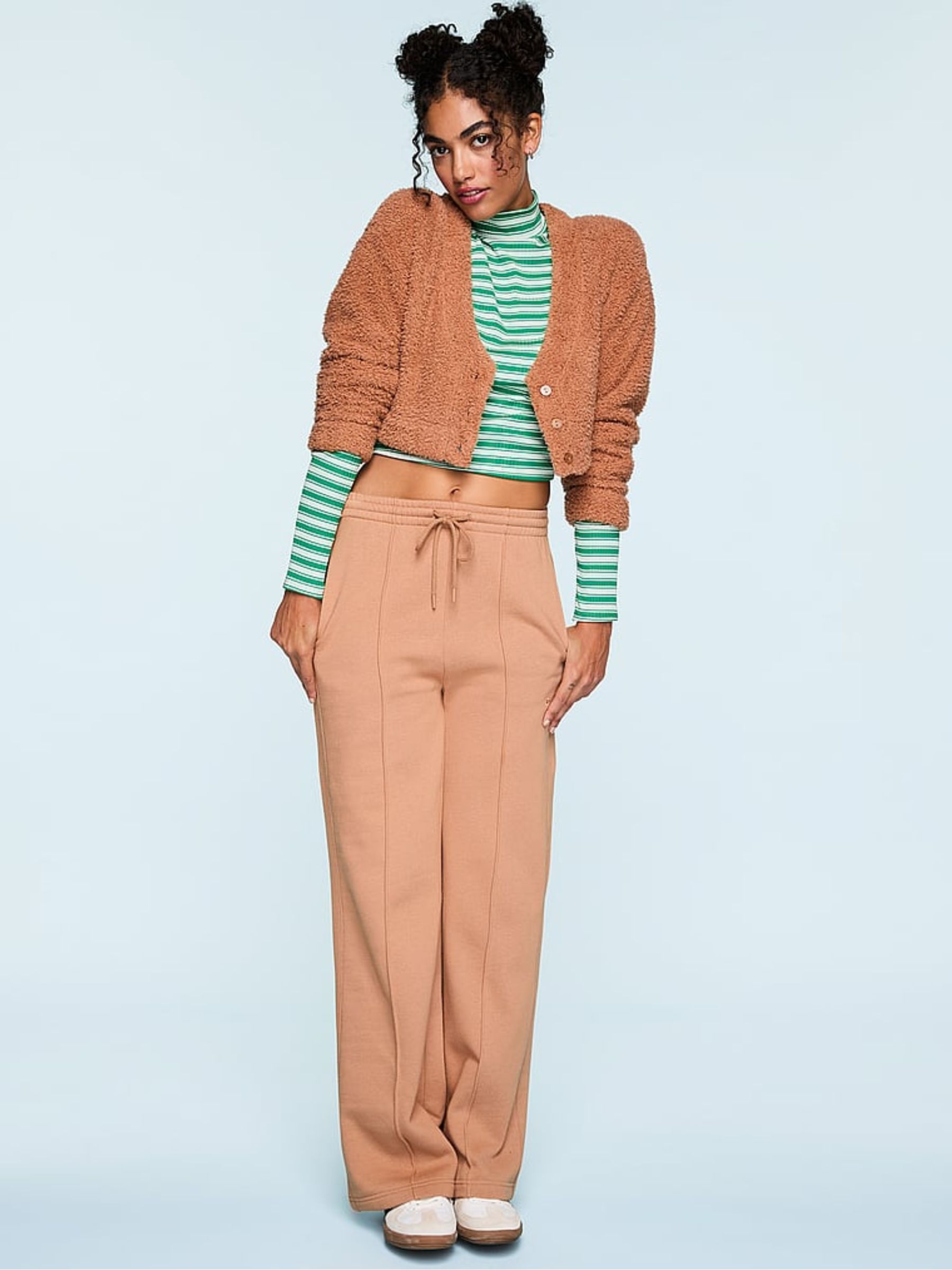 Verdant Green Stripe Ribbed Mock Neck Long Sleeve T-Shirt - Image 5 of 5