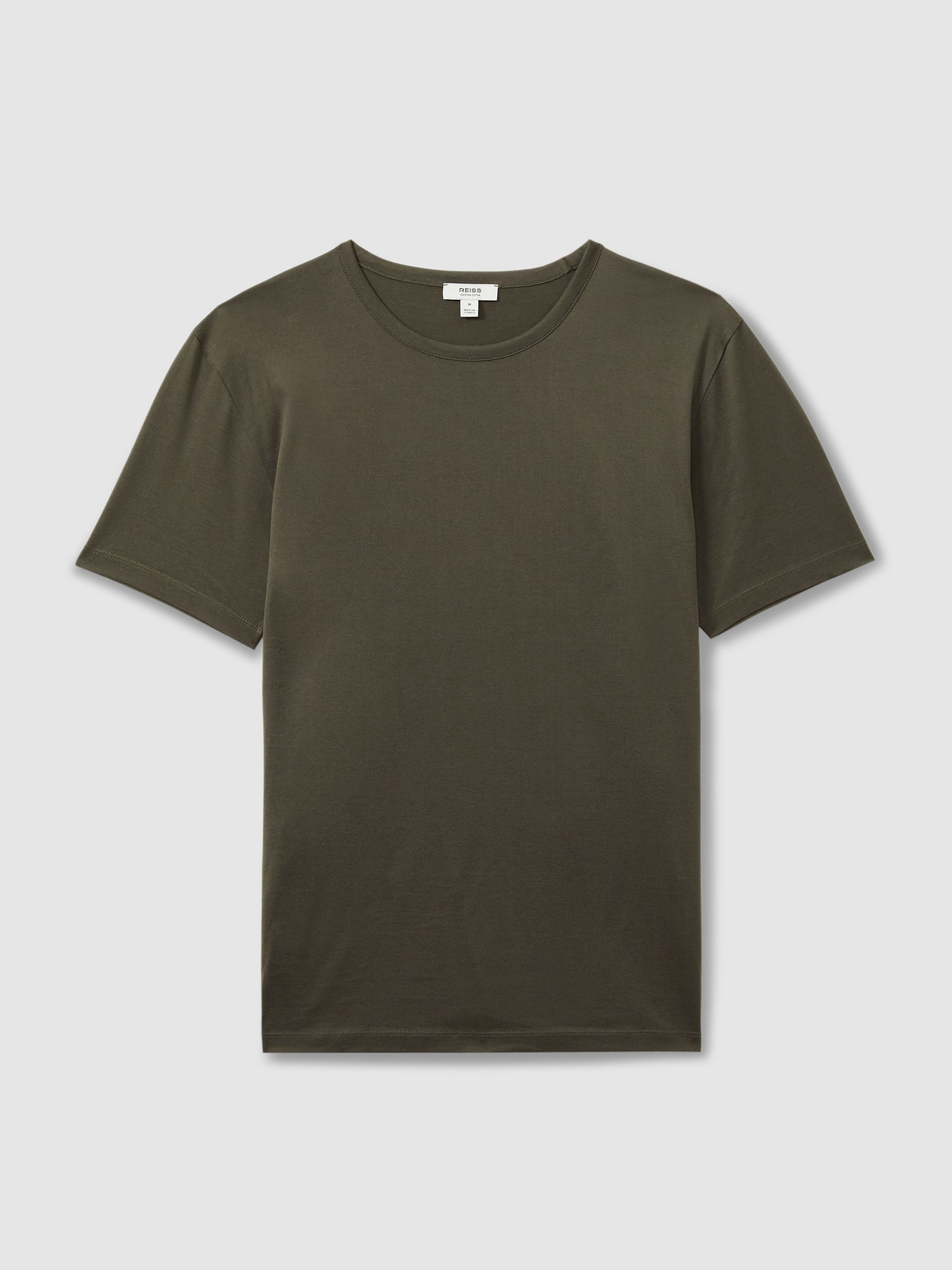 Mercerised Crew Neck T-shirt in Dusty Olive - Image 2 of 5