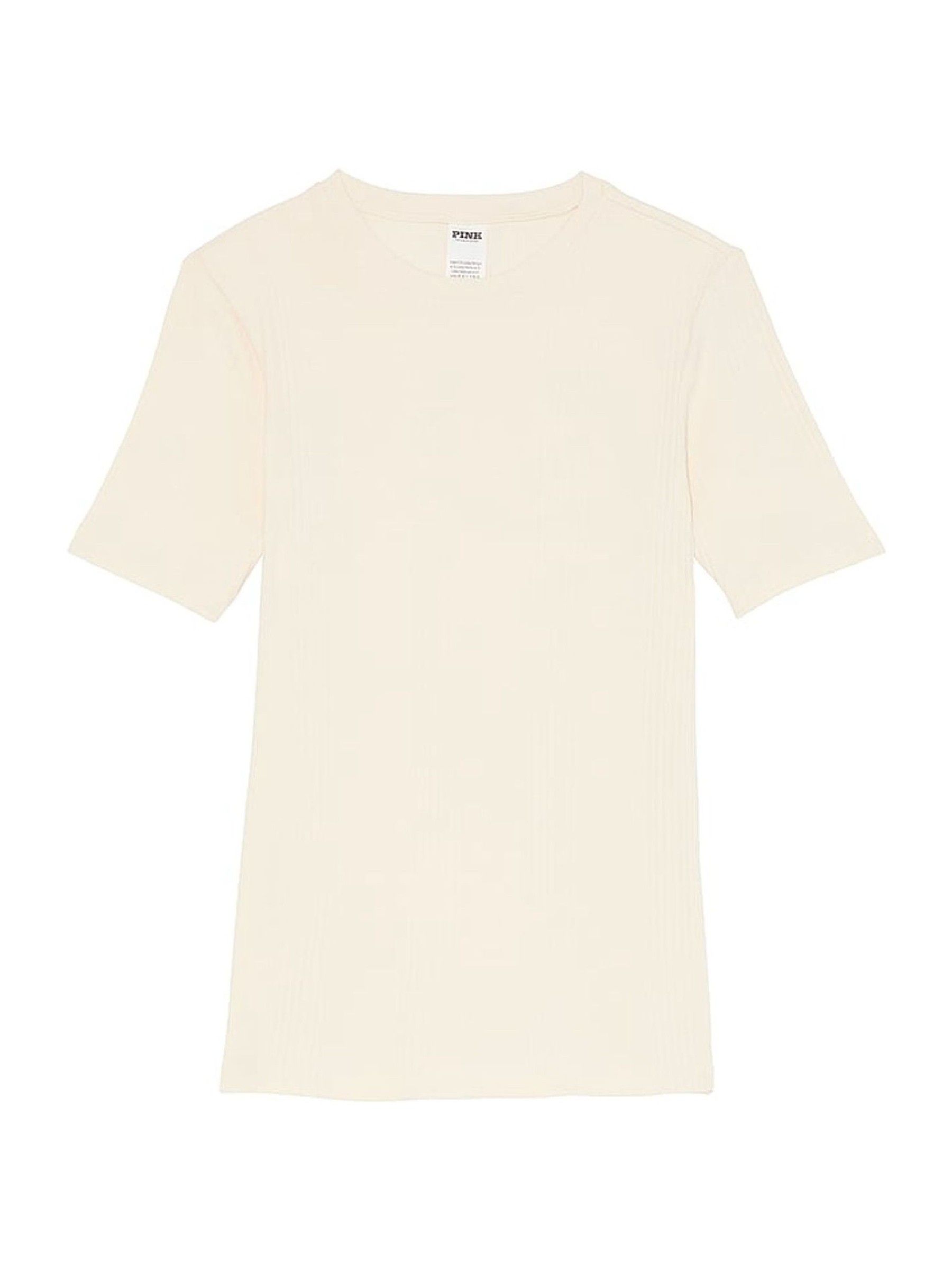 White Shell Ribbed Short Sleeve T-Shirt - Image 3 of 3