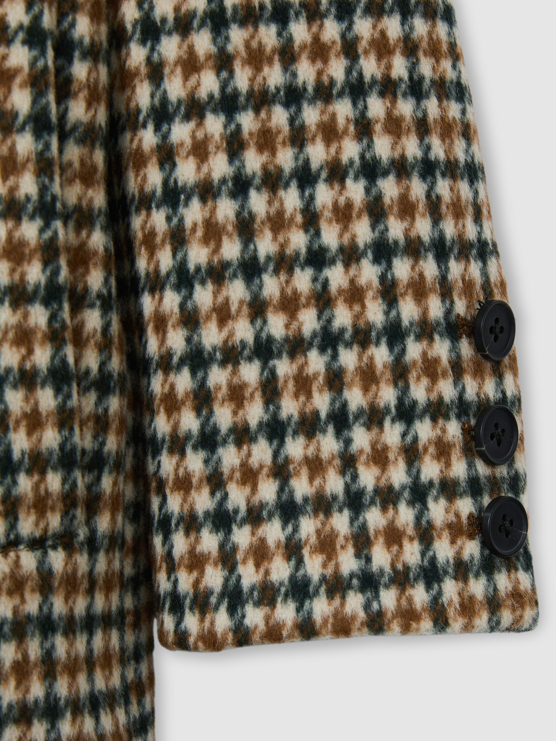 Wool-Blend Shephard’s-Check Coat in Brown Multi - Image 4 of 4