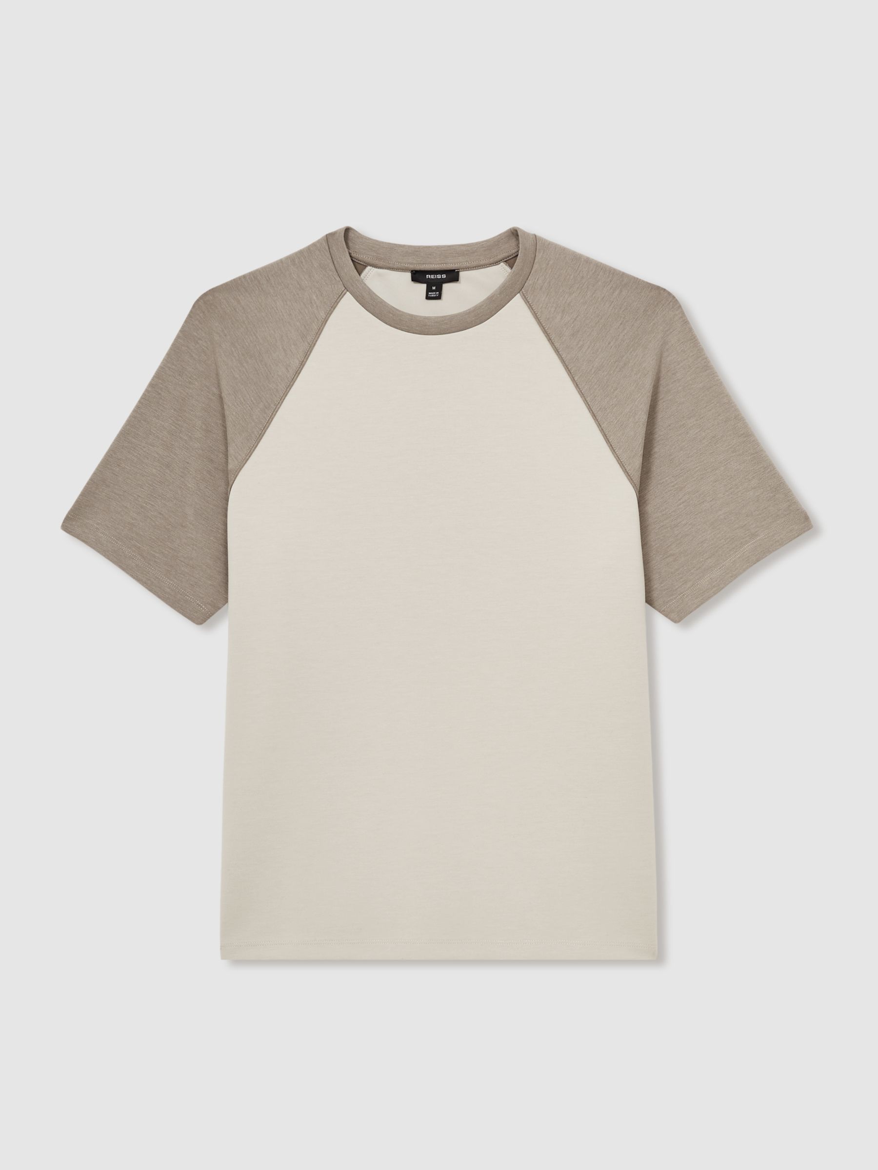 Interlock-Jersey Colour-Block T-Shirt in Off White/Taupe - Image 2 of 5 Interlock-Jersey Colour-Block T-Shirt in Off White/Taupe - Image 2 of 5