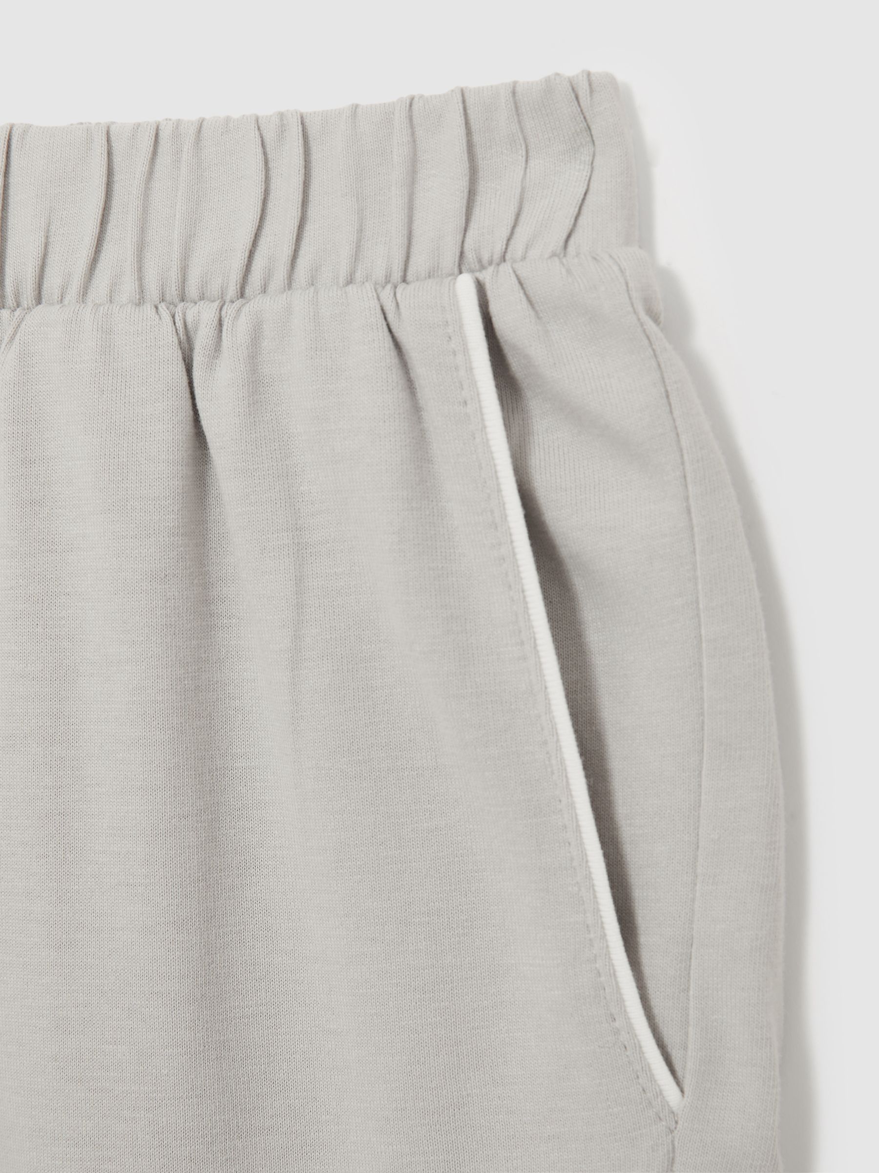 Brushed-Cotton Piped-Trim Pyjama Set in Soft Grey - Image 7 of 7