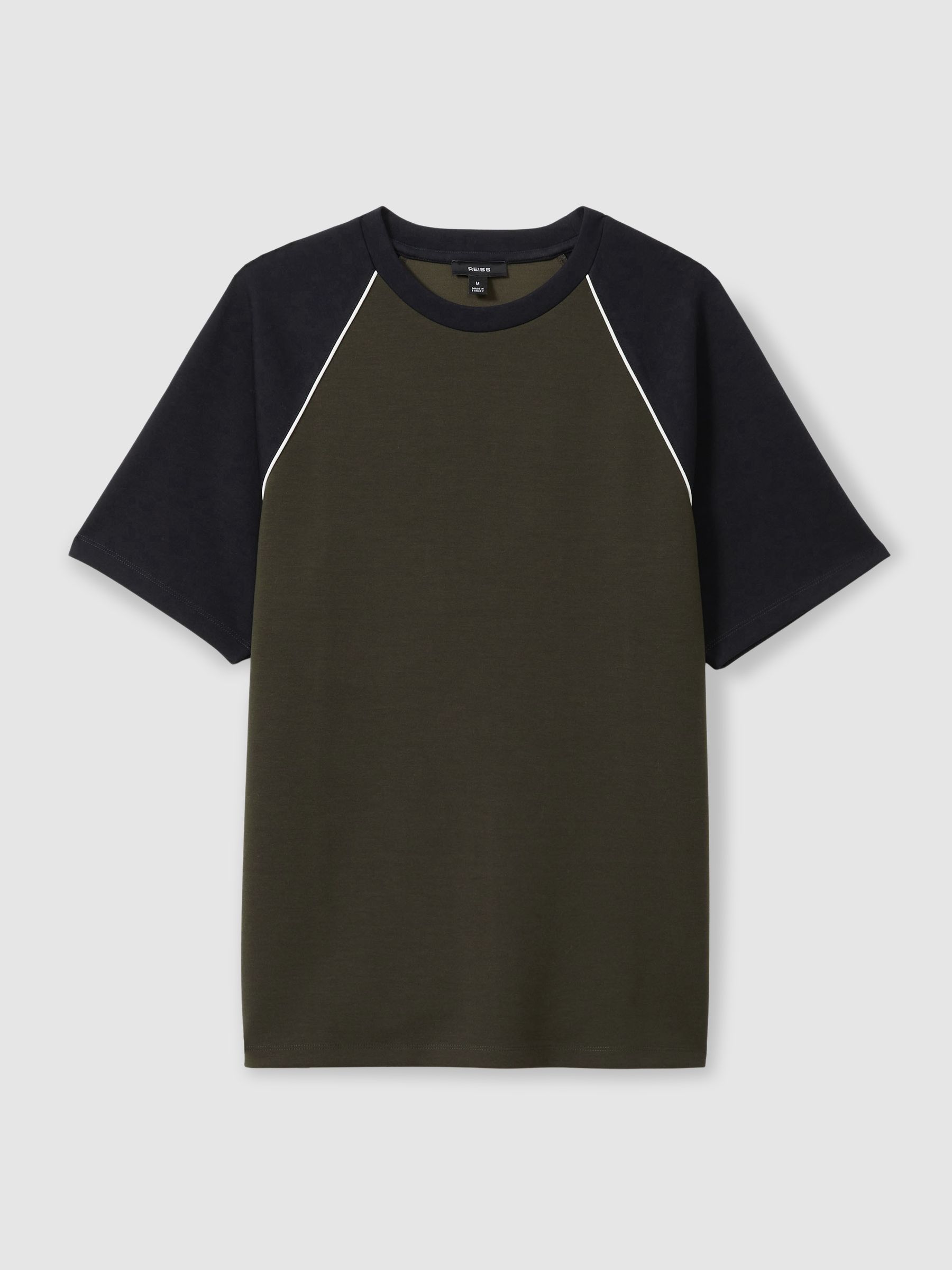 Interlock-Jersey Colour-Block T-Shirt in Forest Green/Navy Blue - Image 2 of 6