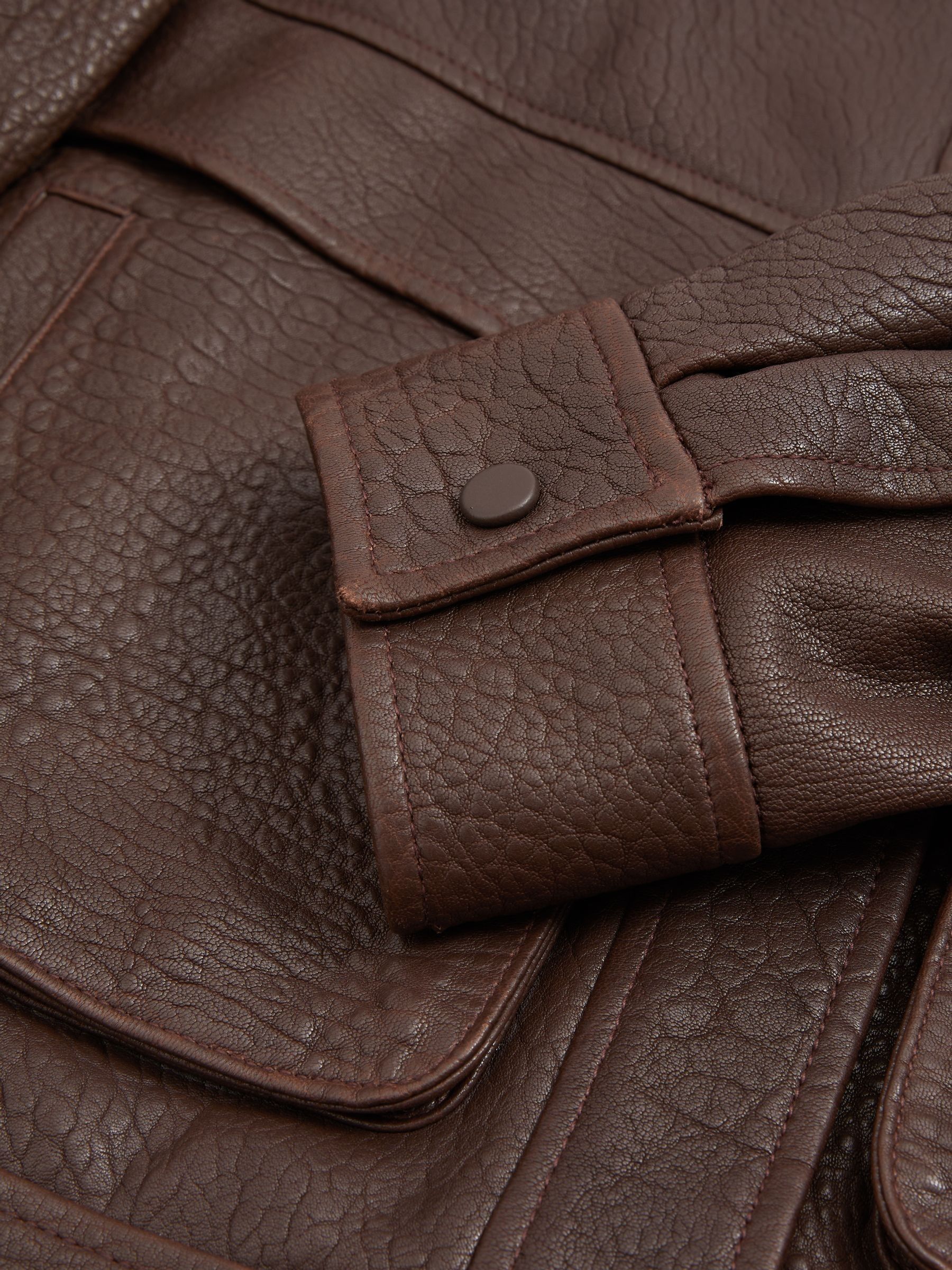Atelier Grained Leather Jacket in Chocolate - Image 6 of 6