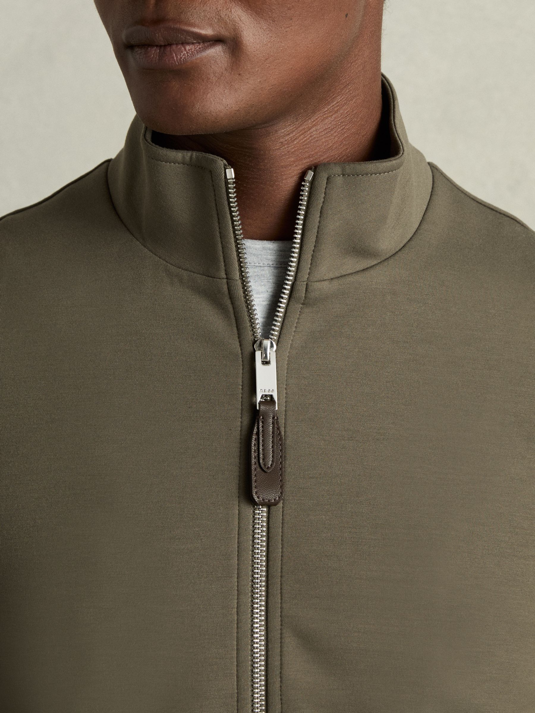 Zipped Interlock-Jersey Jacket in Sage Green - Image 4 of 6