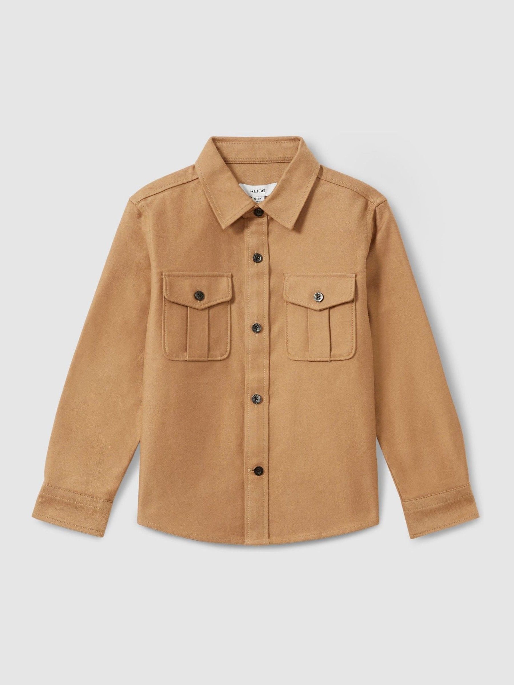 3-9 yrs Brushed 100% Cotton Shirt in Camel - Image 2 of 4
