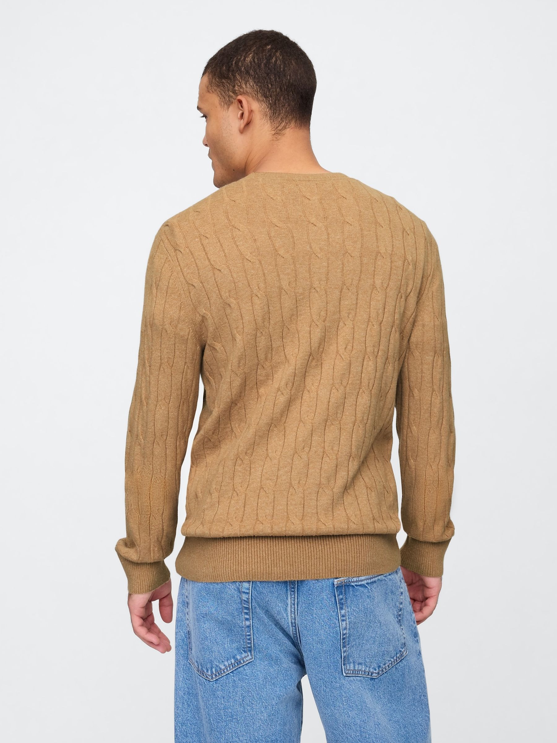 Beige CashSoft Cable Knit Crew Neck Jumper - Image 2 of 4