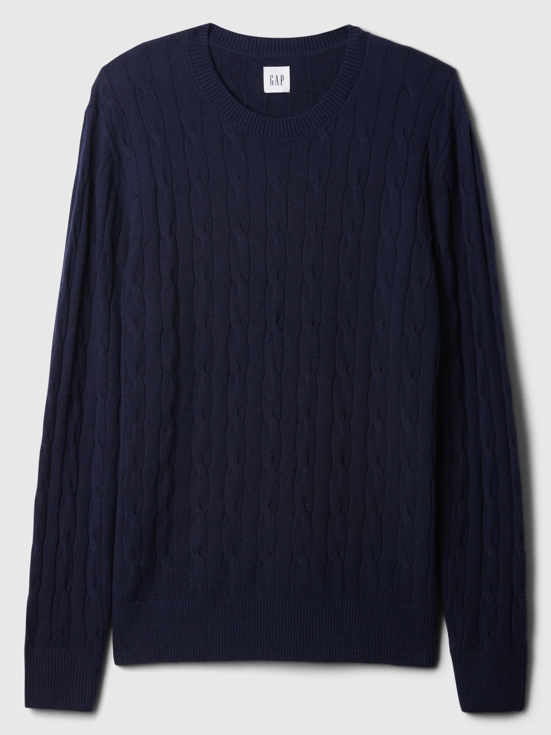 Navy Blue CashSoft Cable Knit Crew Neck Jumper - Image 4 of 4