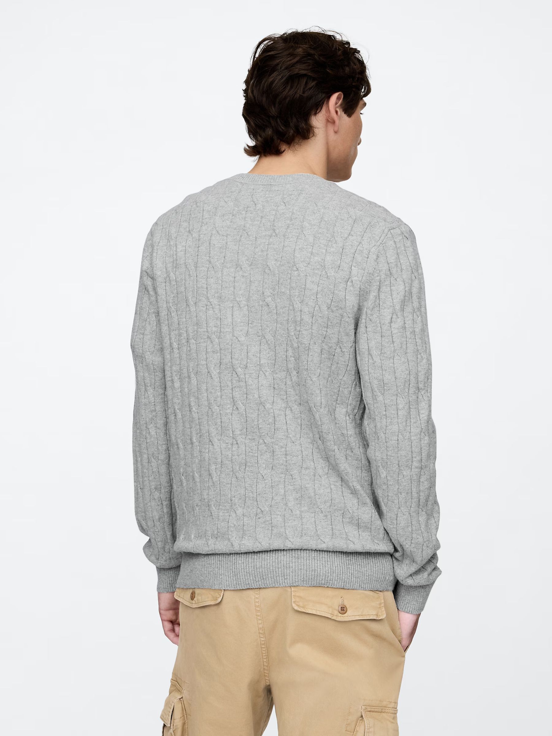 Grey CashSoft Cable Knit Crew Neck Jumper - Image 2 of 3