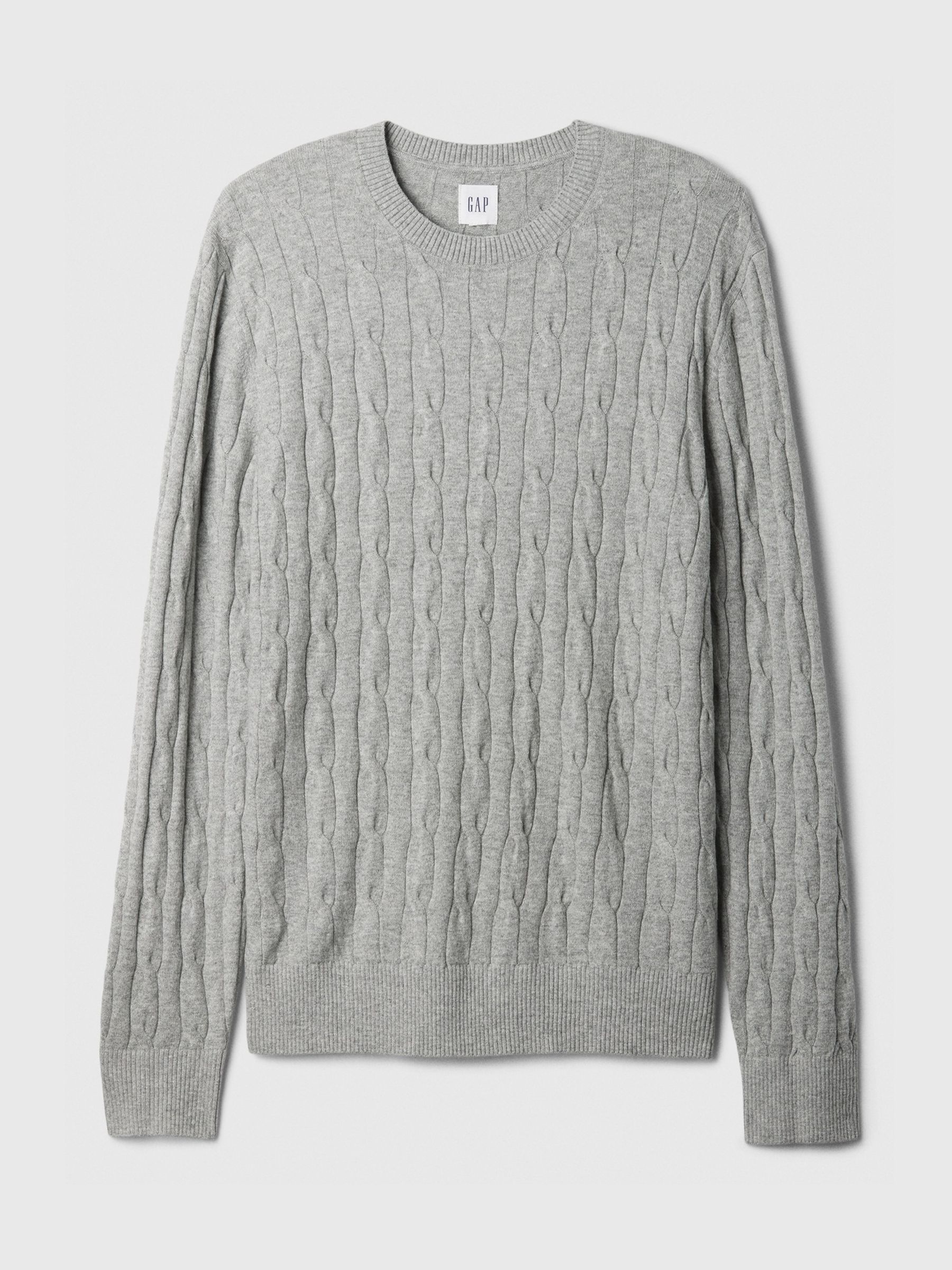 Grey CashSoft Cable Knit Crew Neck Jumper - Image 3 of 3