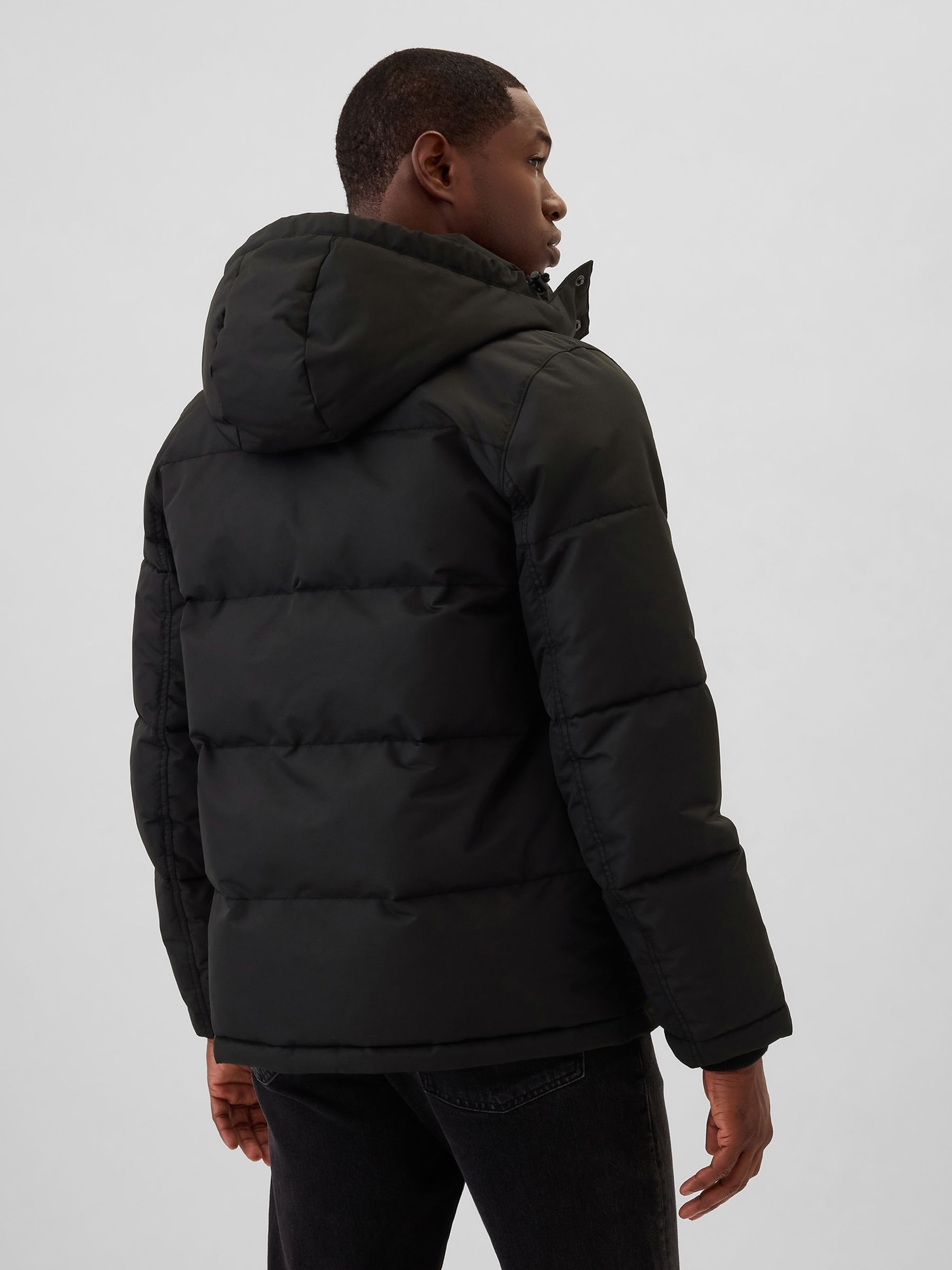 Black Heavyweight Logo Hooded Puffer Coat - Image 2 of 6