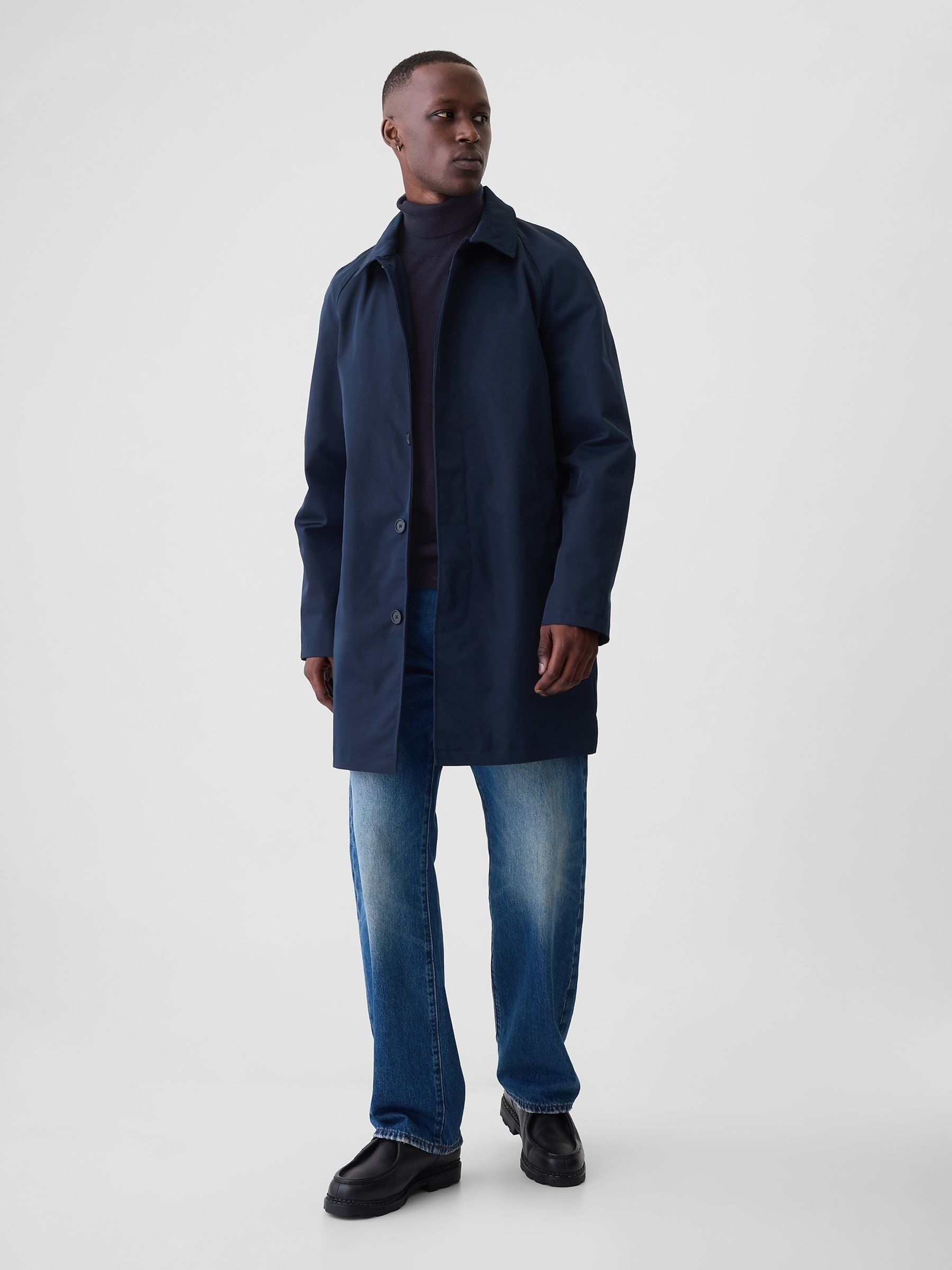 Navy Blue Merino Turtle Neck Jumper - Image 3 of 5