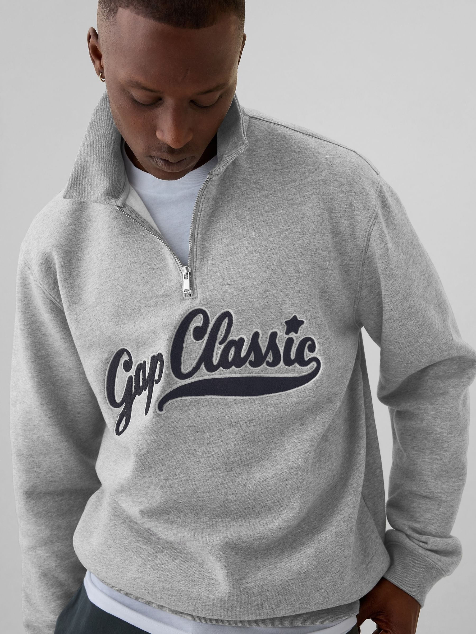 Grey Logo Vintage Oversized Quarter-Zip Sweatshirt | Gap