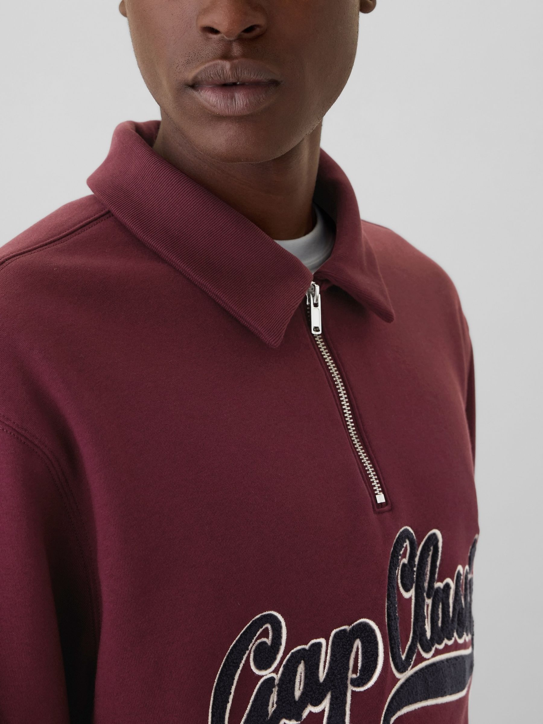 Burgundy Red Vintage Soft Logo Quarter Zip Jumper - Image 5 of 5