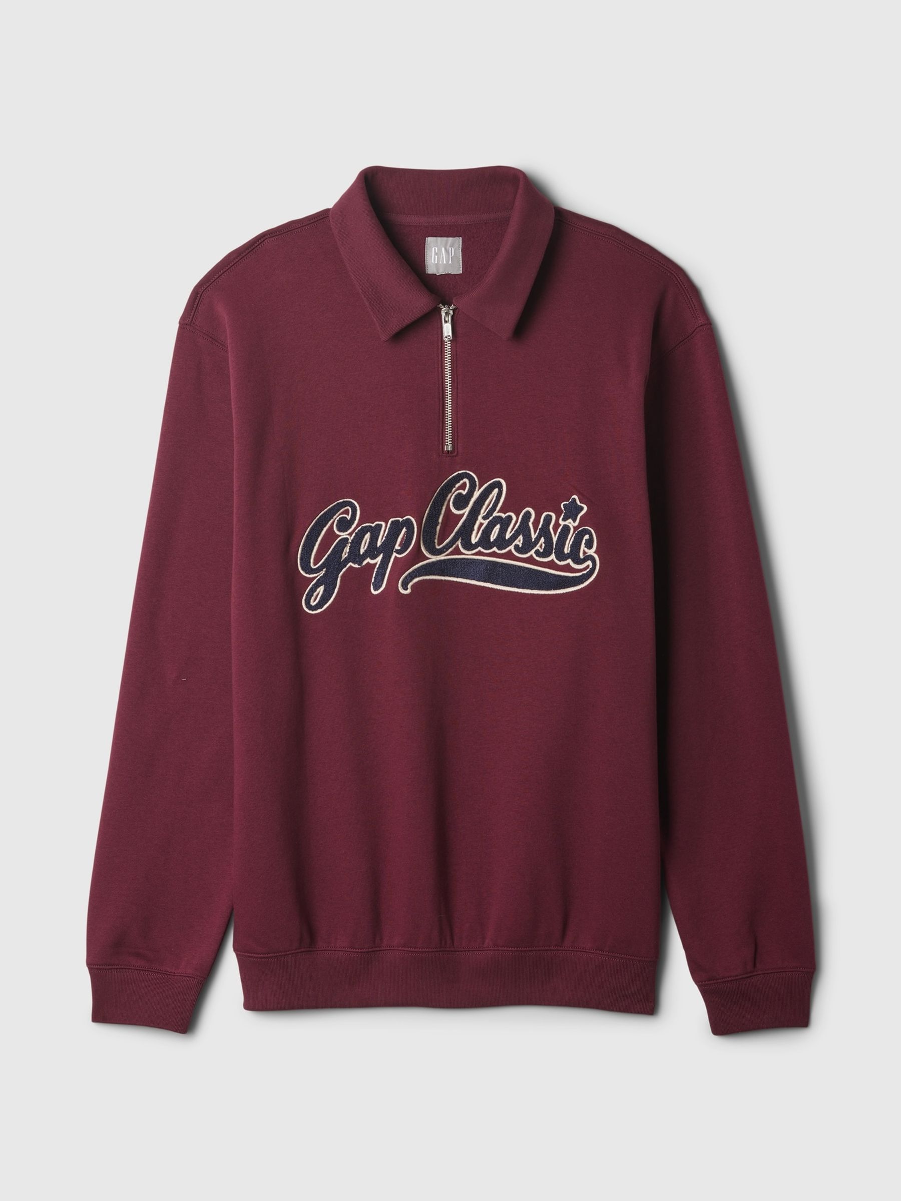 Burgundy Red Vintage Soft Logo Quarter Zip Jumper | Gap