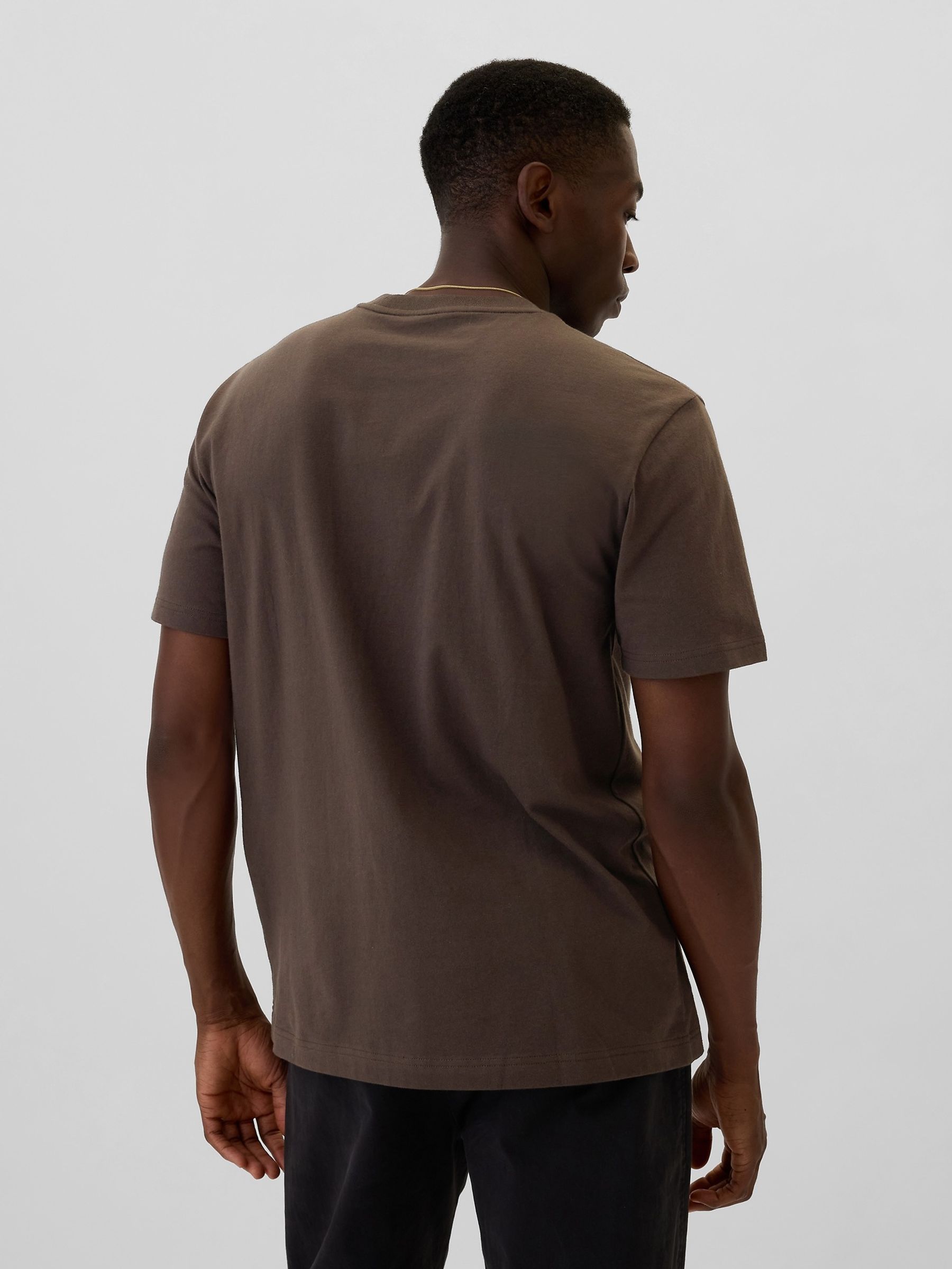 Dark Brown Original Pocket 100% Cotton Crew Neck Short Sleeve T-Shirt - Image 2 of 4