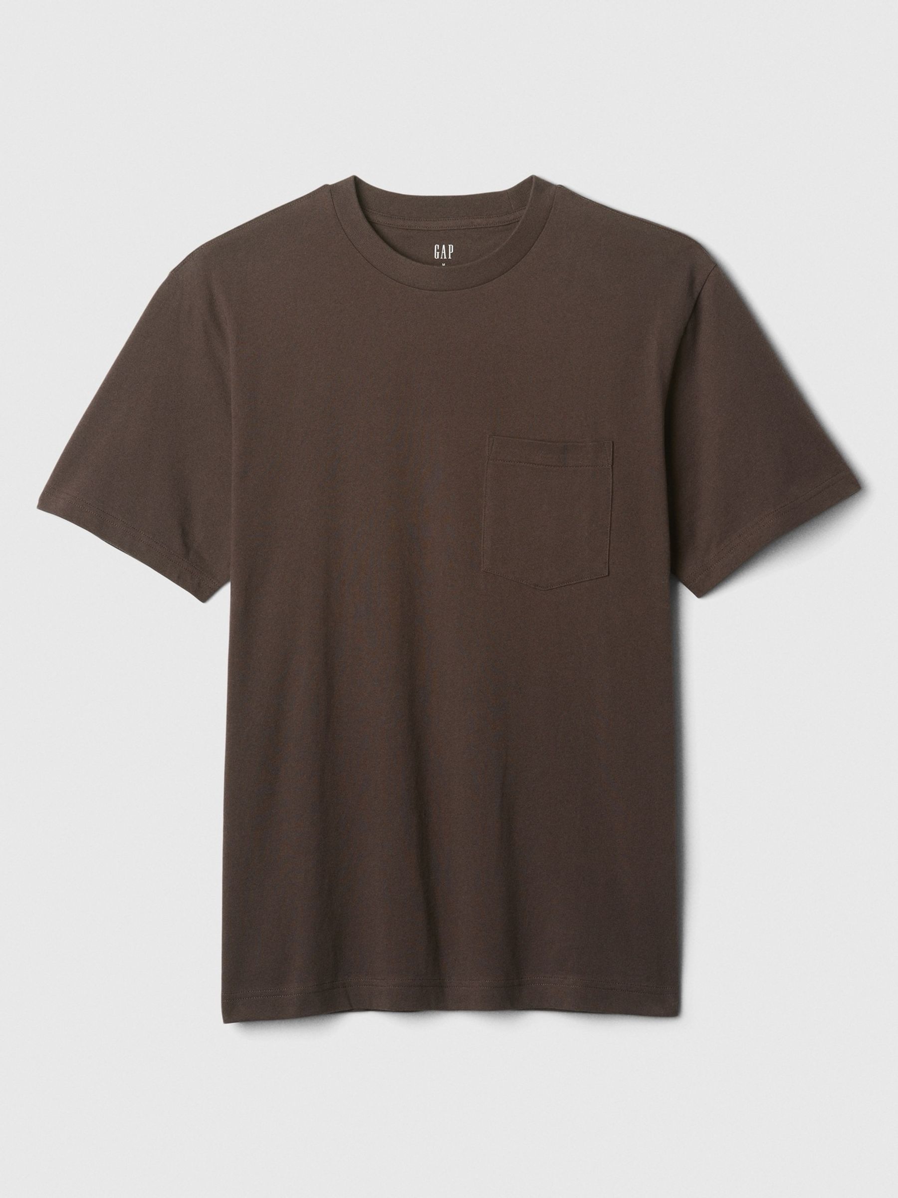 Dark Brown Original Pocket 100% Cotton Crew Neck Short Sleeve T-Shirt - Image 4 of 4
