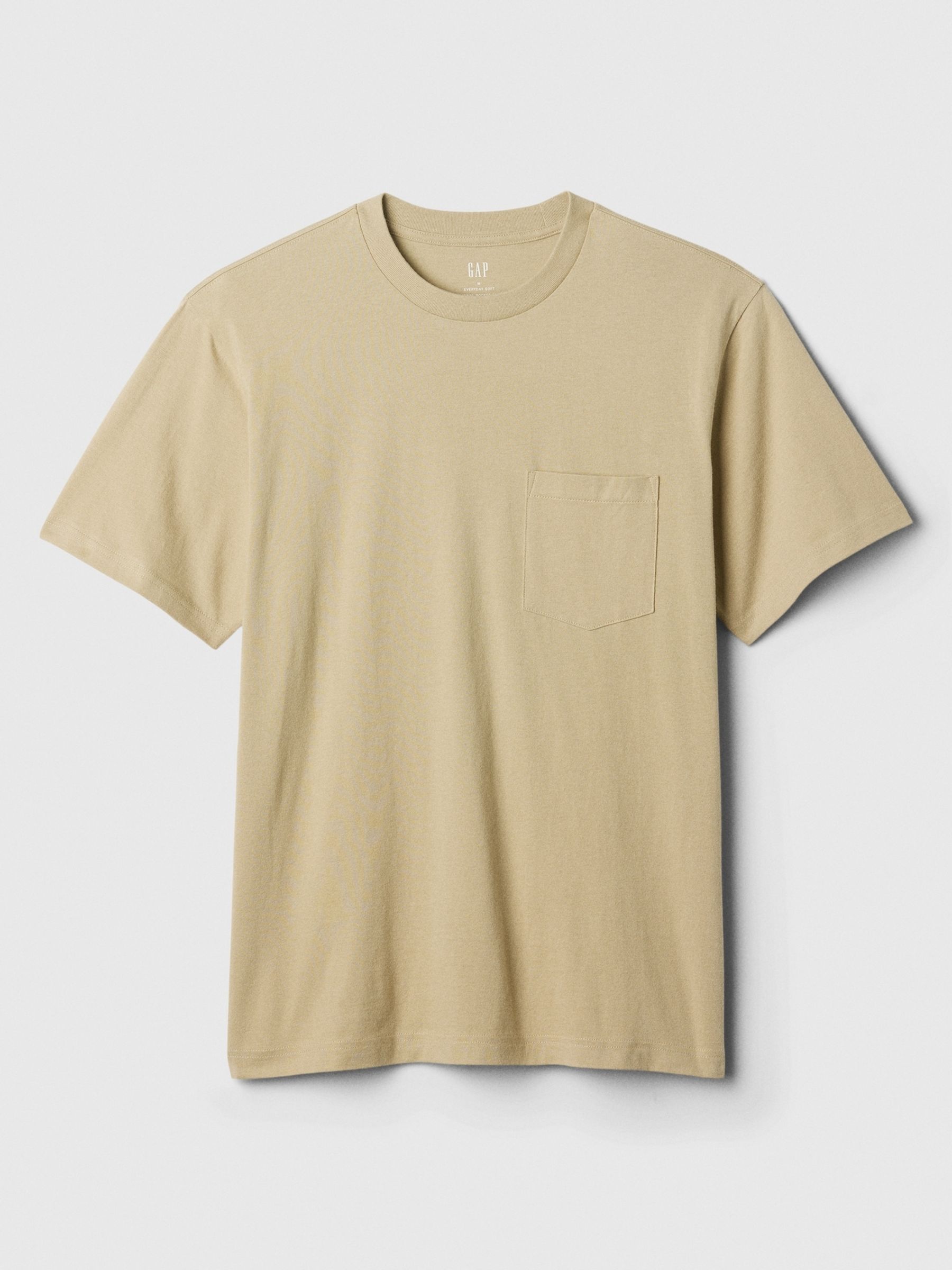 Beige Original Pocket 100% Cotton Crew Neck Short Sleeve T-Shirt - Image 4 of 4