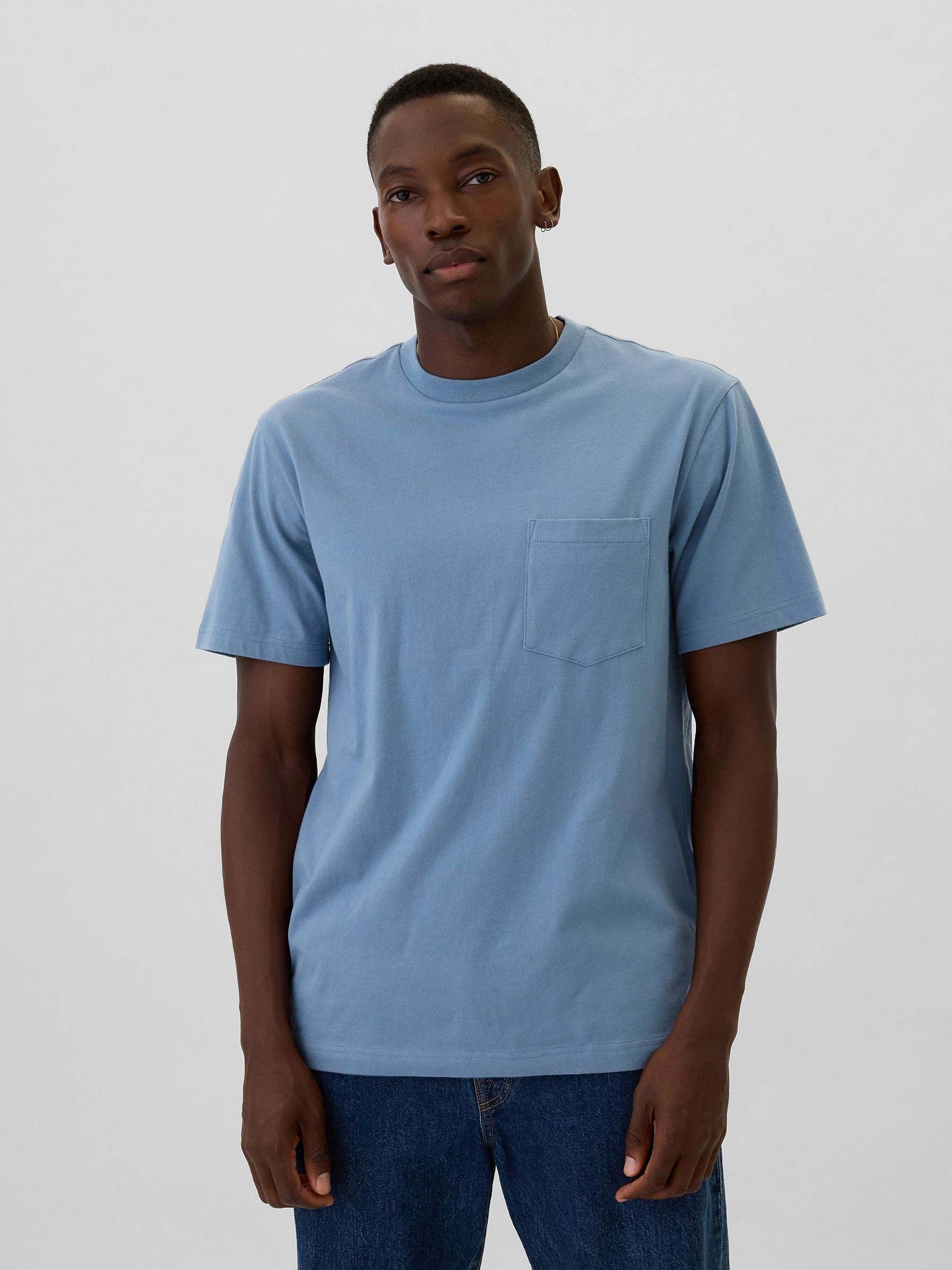 Blue Original Pocket 100% Cotton Crew Neck Short Sleeve T-Shirt - Image 1 of 1