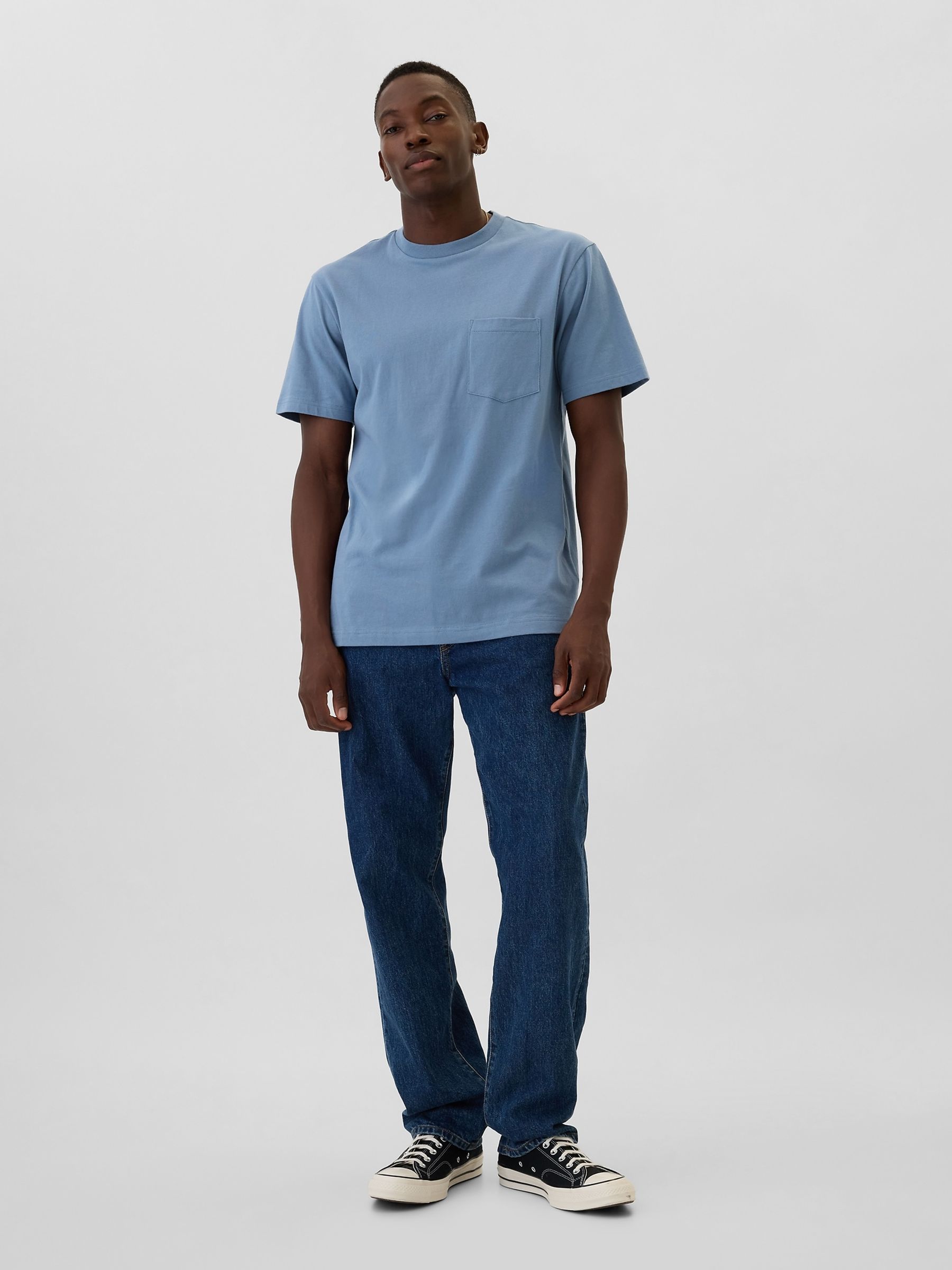 Blue Original Pocket 100% Cotton Crew Neck Short Sleeve T-Shirt - Image 3 of 4