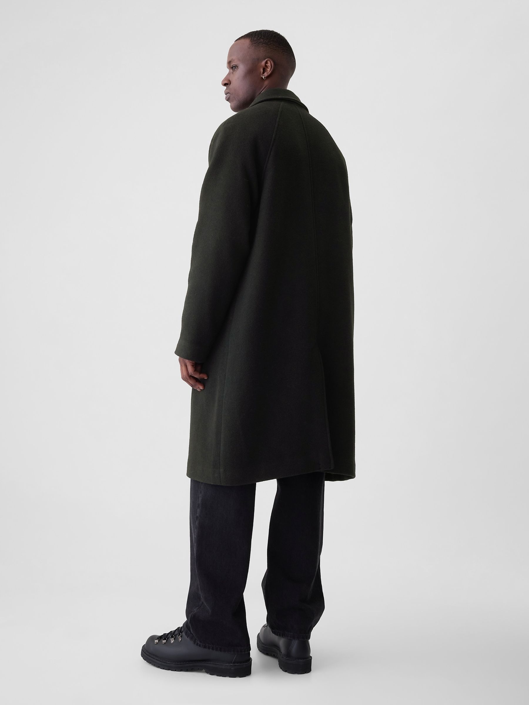 00s OLD GAP melton wool car coat BLK Black Oversized Wool-Blend